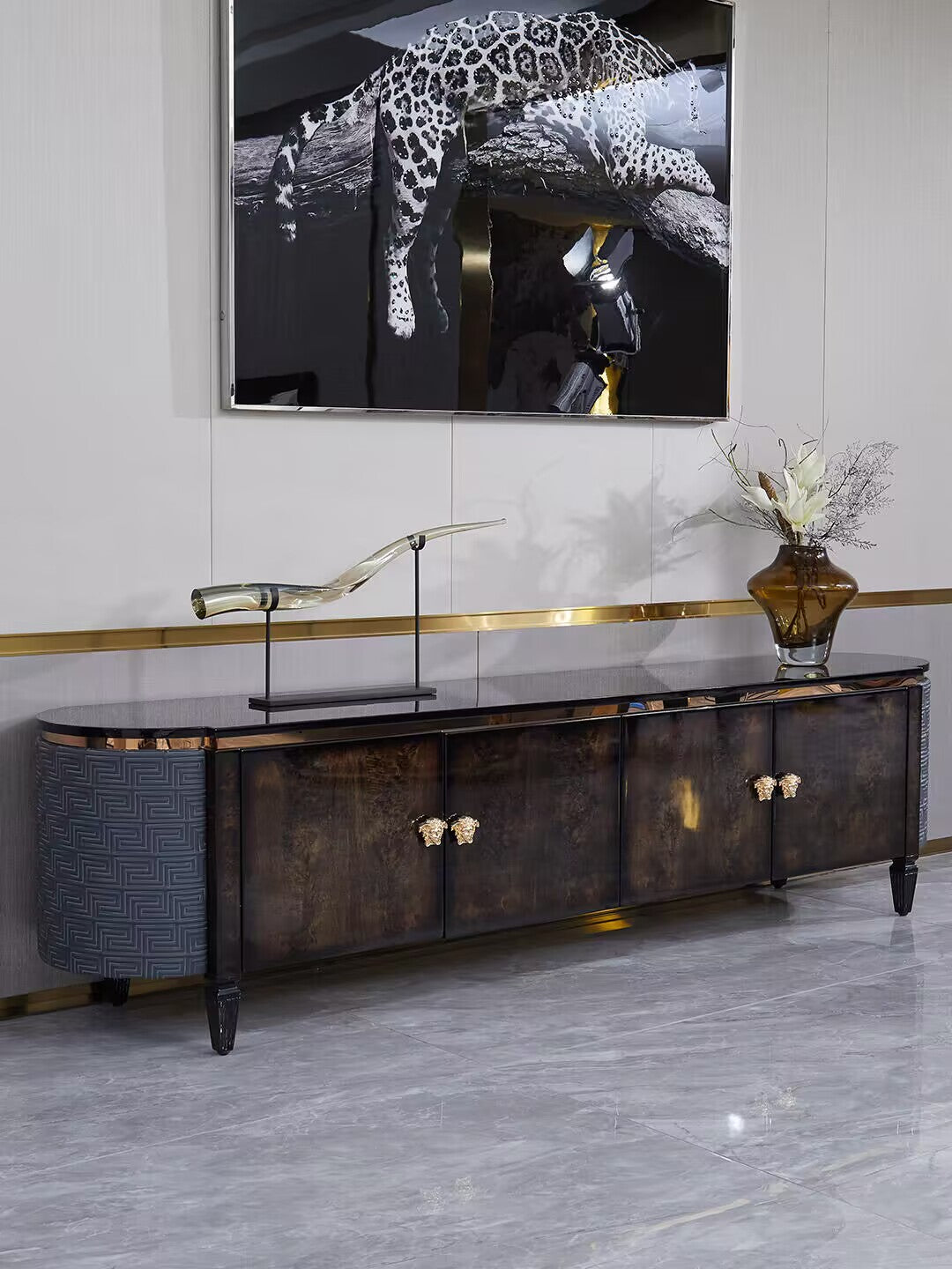 Artistic Minimalist High End Designer Solid Wood Tv Cabinet