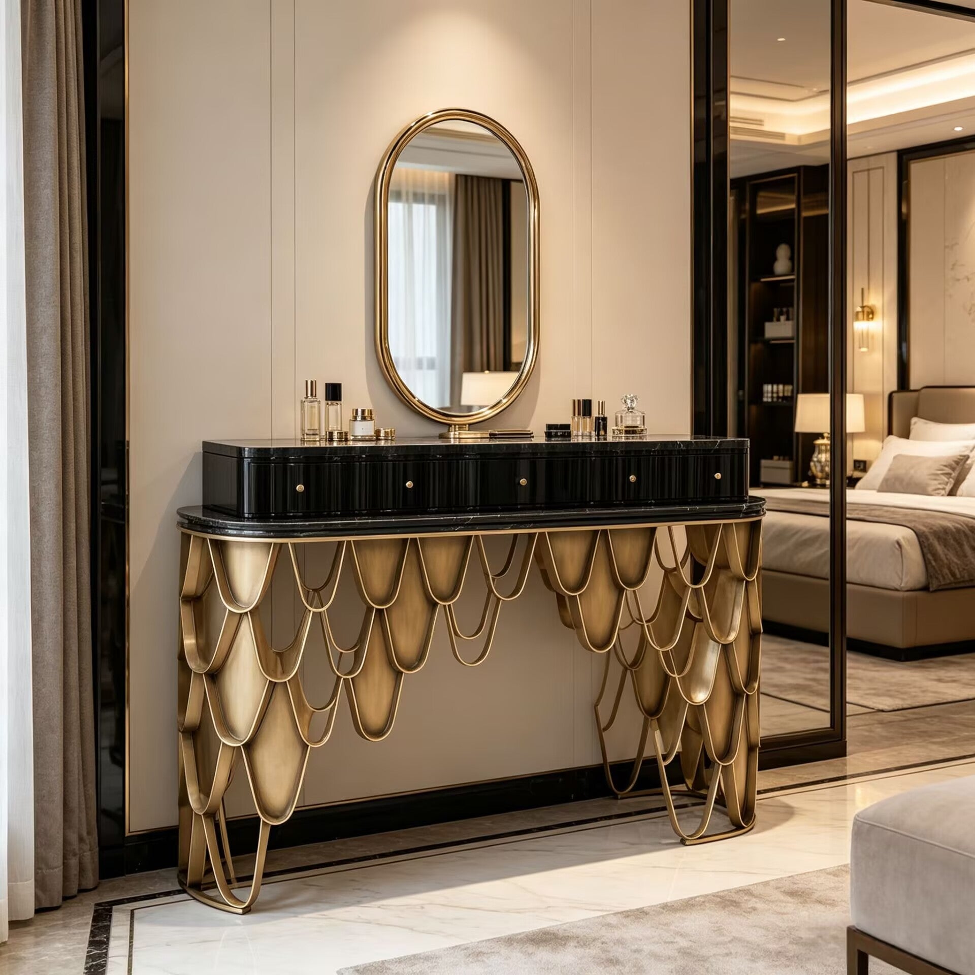 Koi High-End Creativity Metal Minimalism Marble Dressing Table