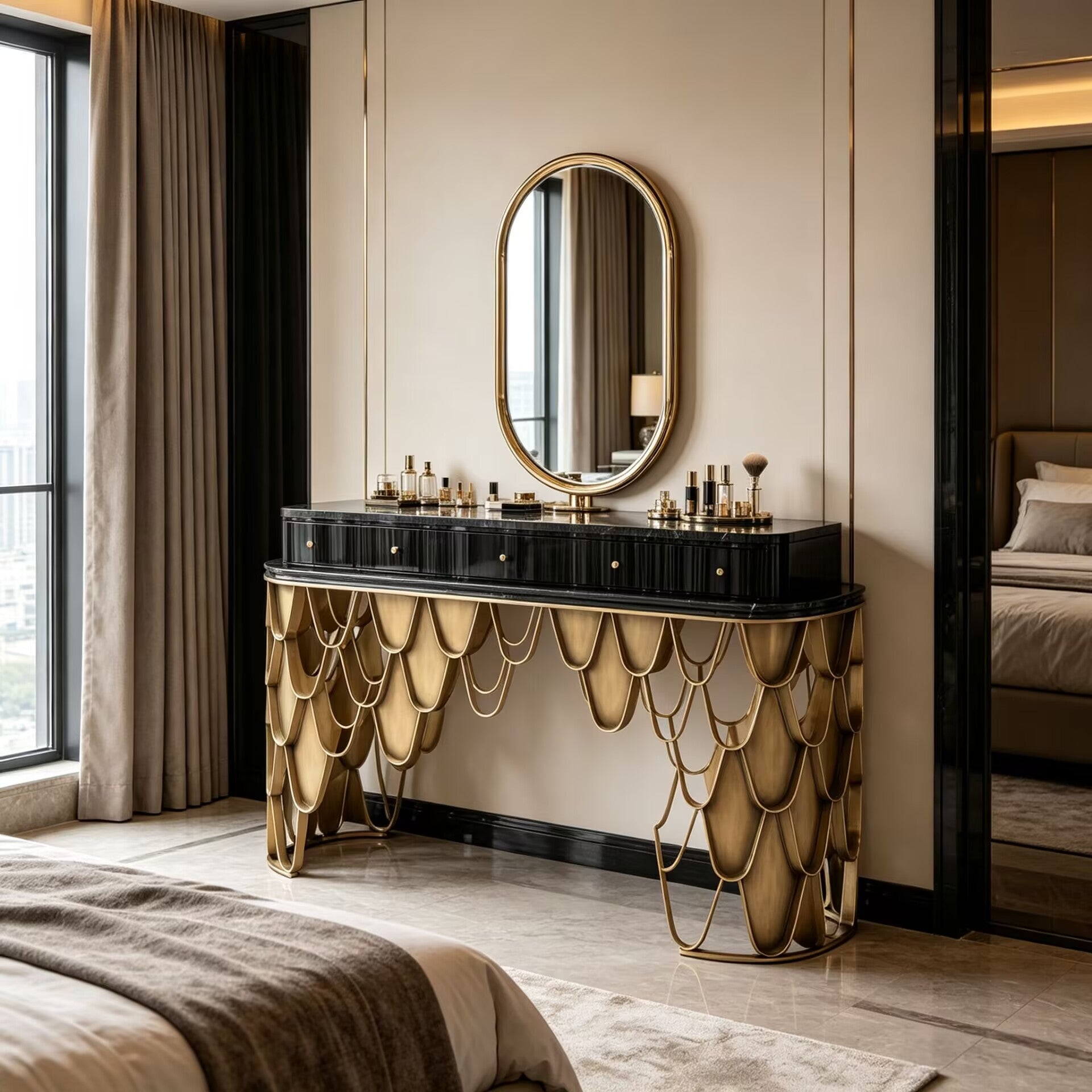 Koi High-End Creativity Metal Minimalism Marble Dressing Table