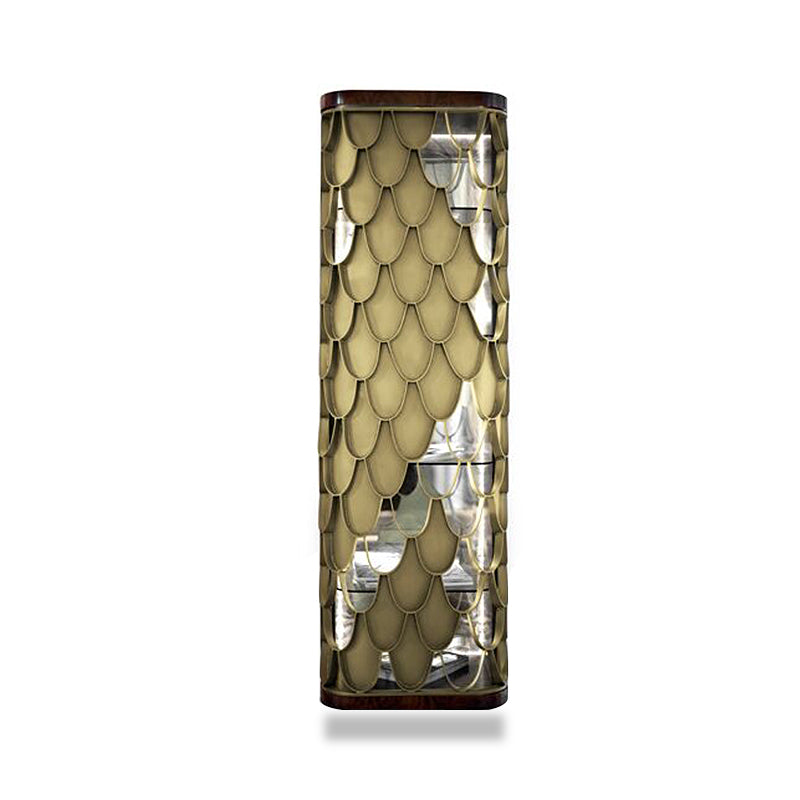 Koi Italian Designer Stainless Steel Art Fish Scales Side Cabinet