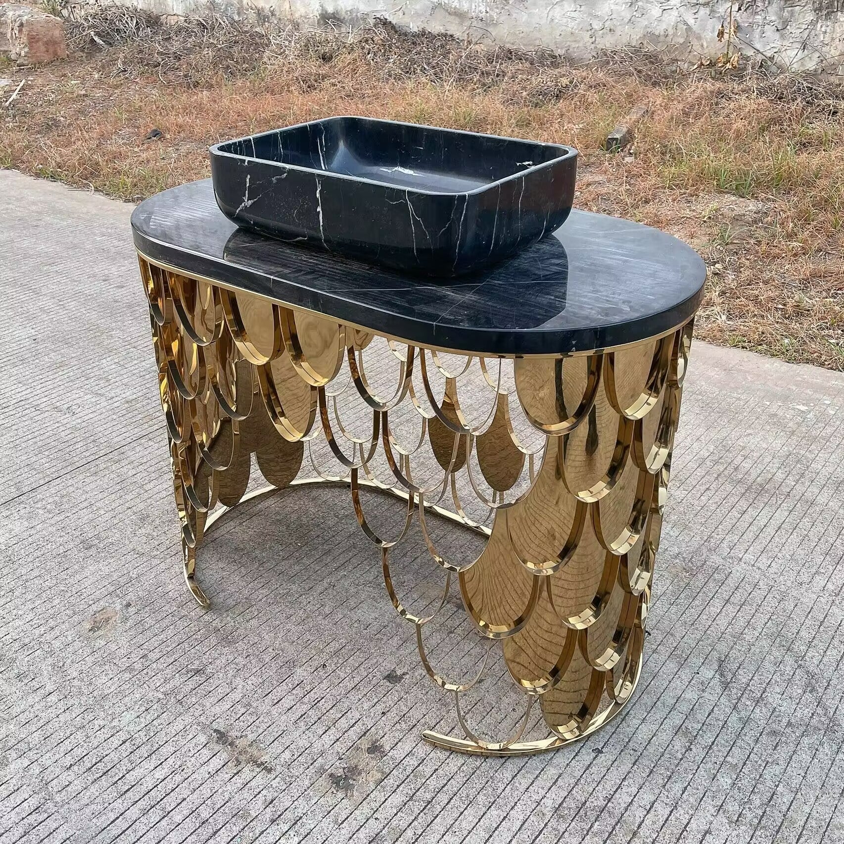 Koi Villa Bathroom Designer Metal Minimalist Marble Washbasin