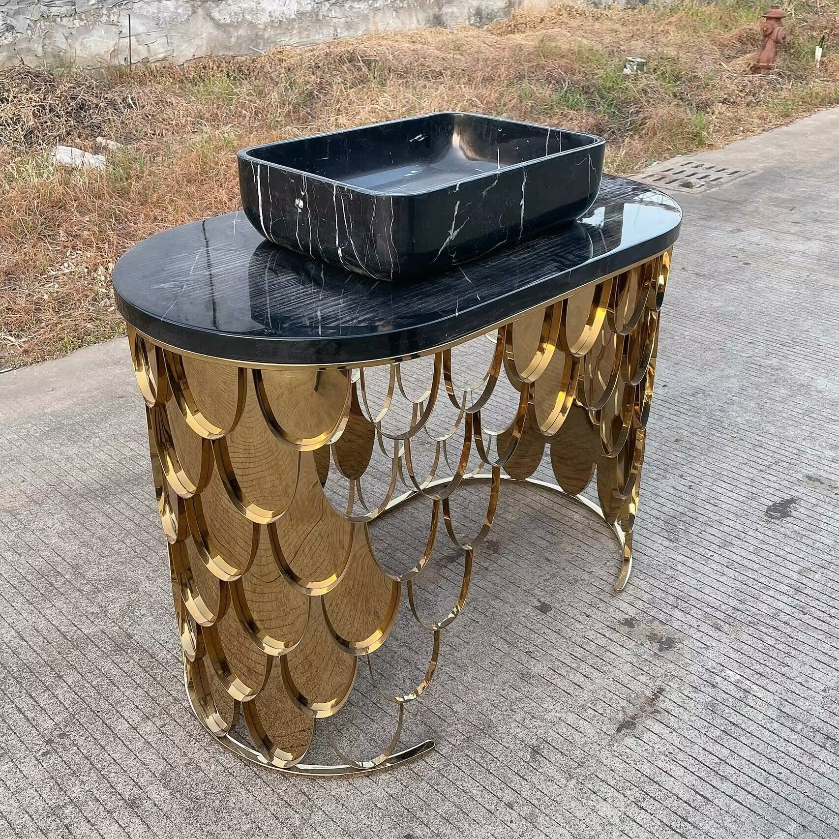 Koi Villa Bathroom Designer Metal Minimalist Marble Washbasin