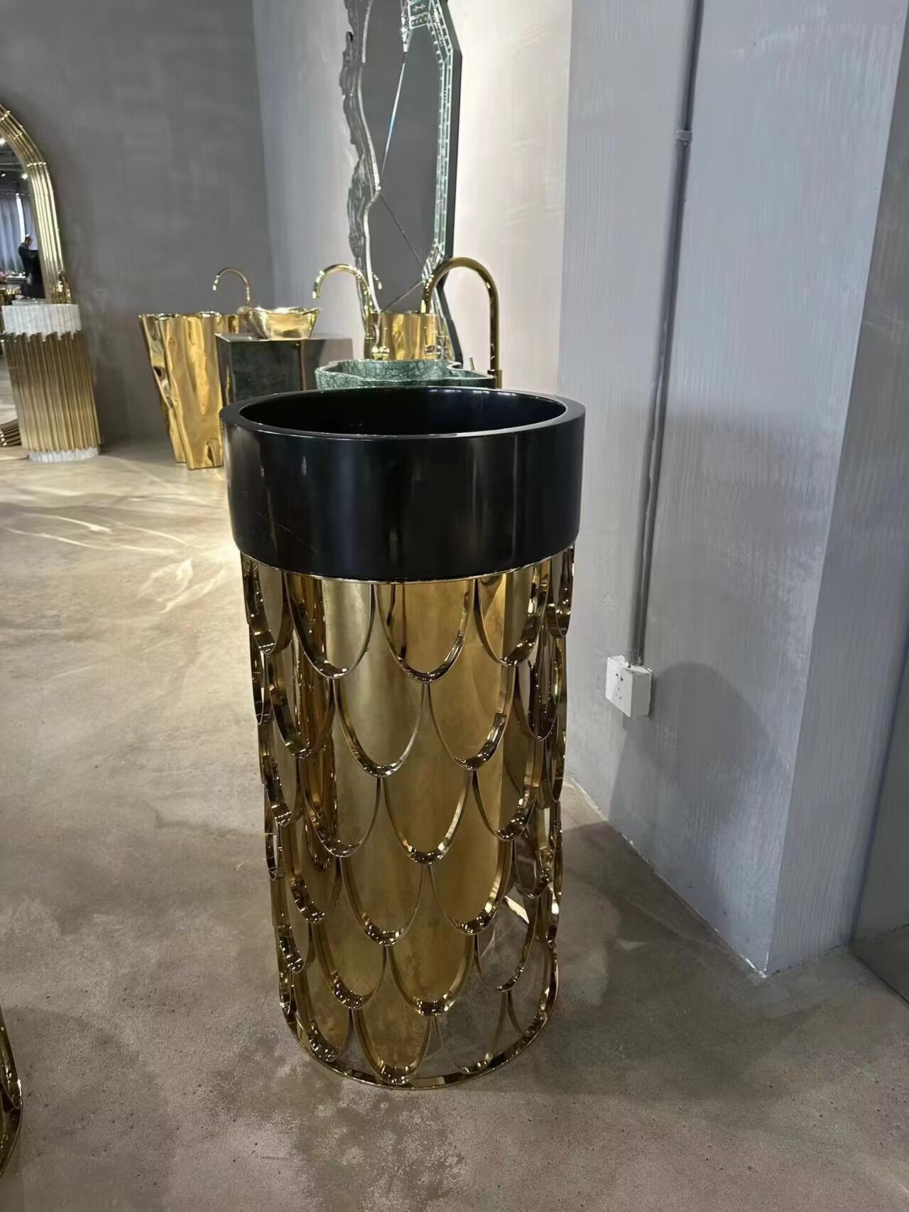 Koi Bathroom Luxury Stainless Steel Marble Pedestal Washbasin