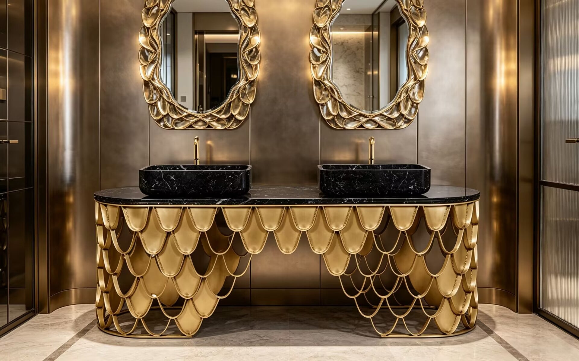 Koi Designer Creativity Stainless Steel Marble Double-Hole Washbasin