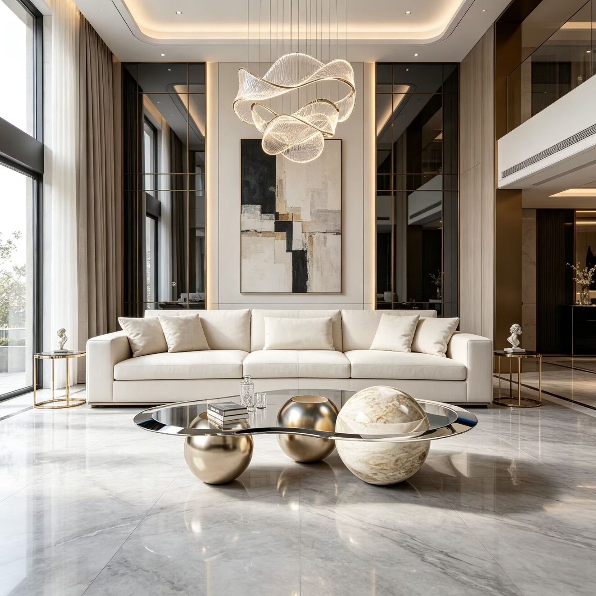 Lagoon Italian Unique Artistic High-End Customize Glass Coffee Table