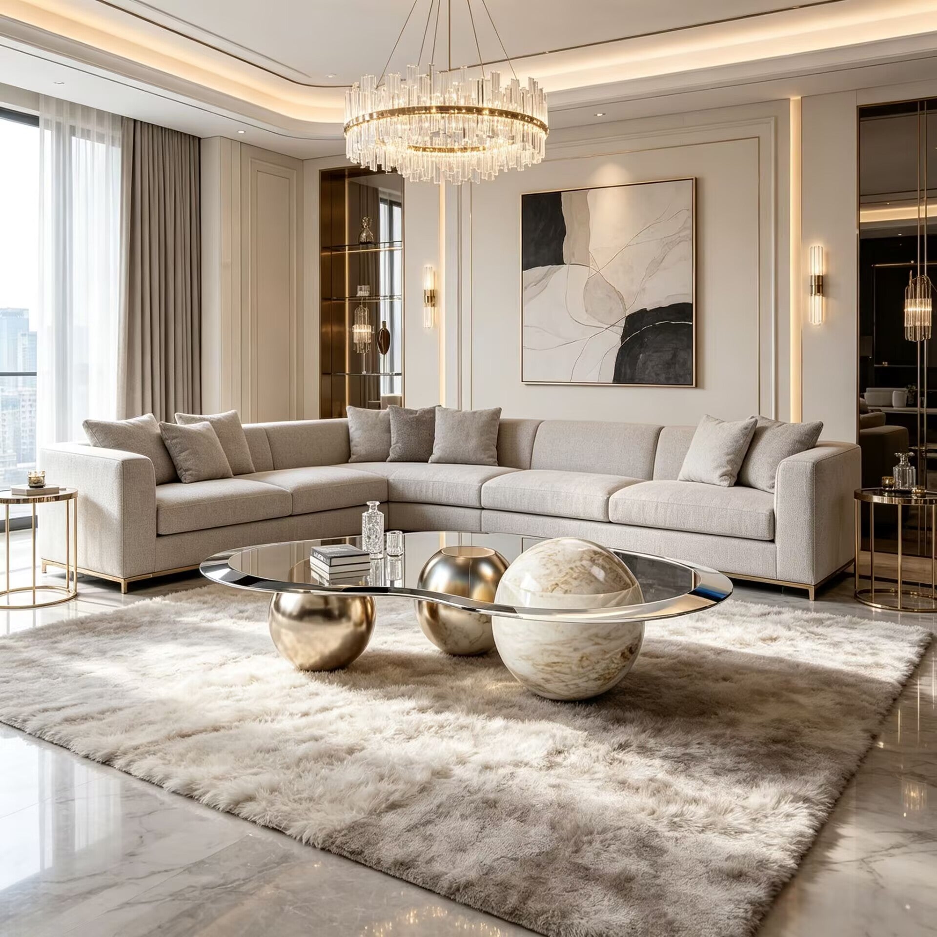 Lagoon Italian Unique Artistic High-End Customize Glass Coffee Table