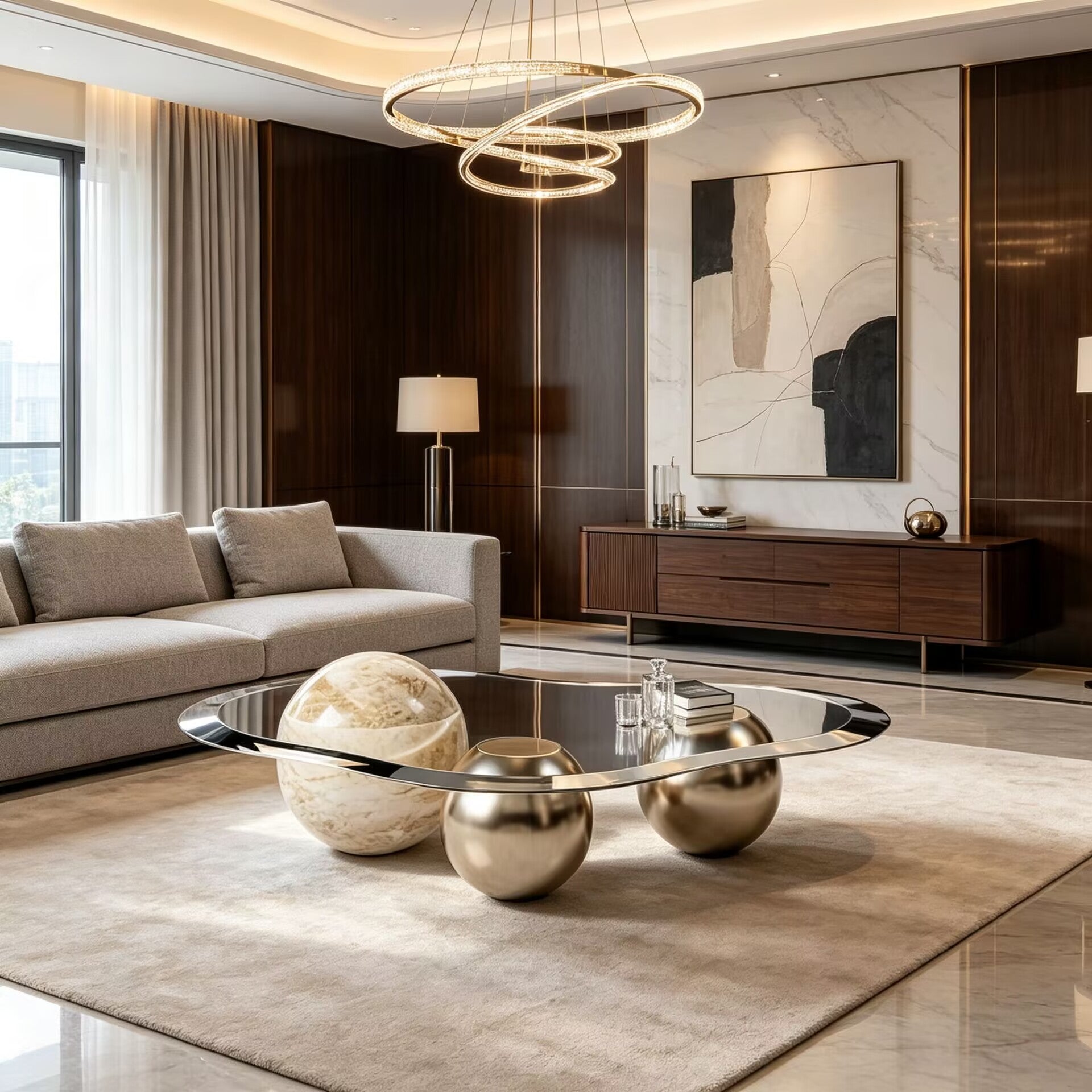 Lagoon Italian Unique Artistic High-End Customize Glass Coffee Table