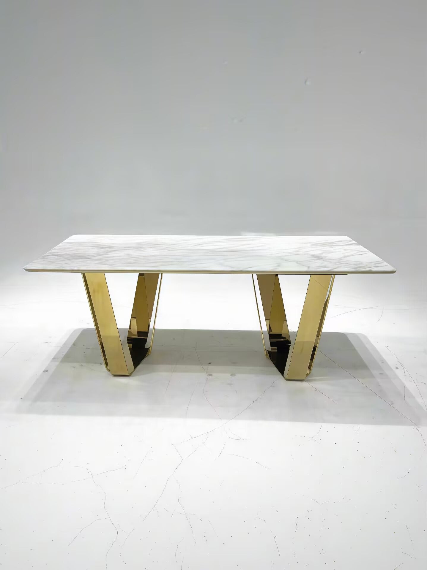 La Medusa Artistic Metal High-End Marble Rectangle Dining Table