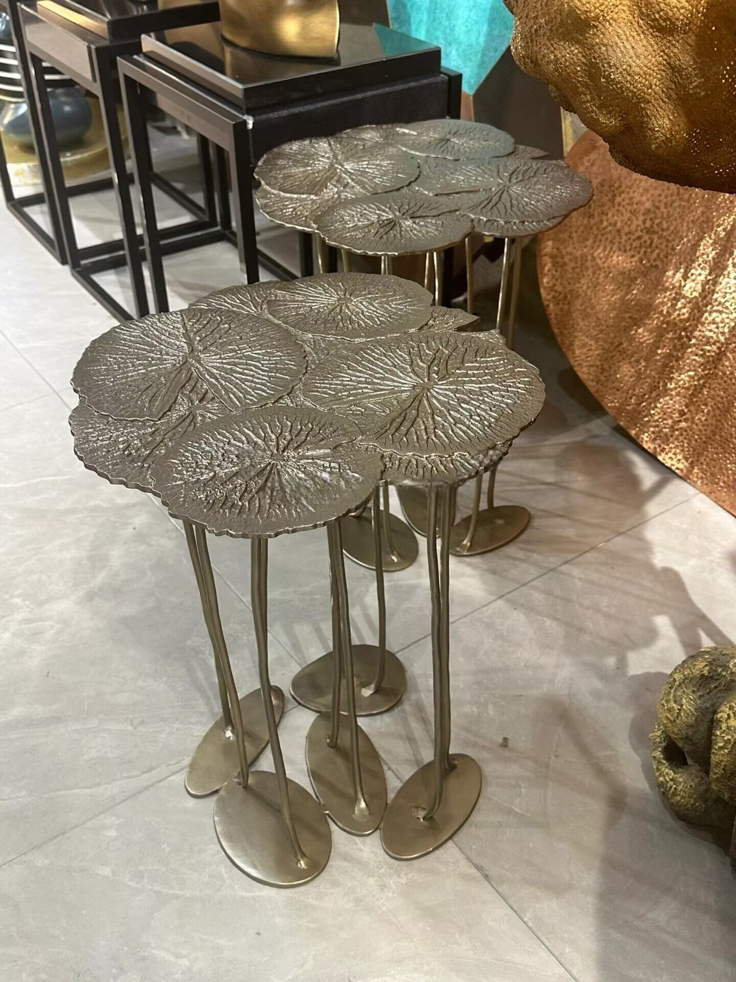 Lamont Upscale Designer Villa Living Room Pure Copper Side Table