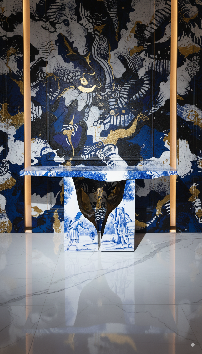 lapiaz tiles Artistic hand-painted stainless steel high-grade console