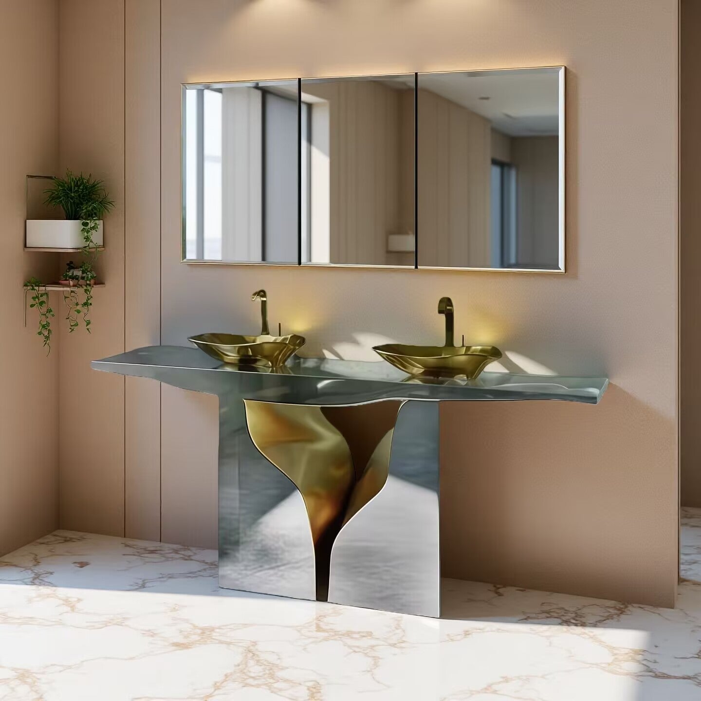 Lapiaz Creative High End Designer Metal Double Hole Washbasin