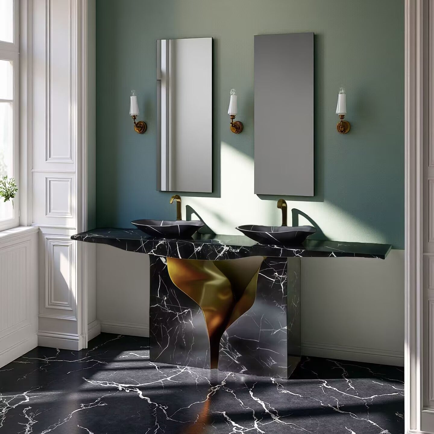 Lapiaz Creative High End Designer Metal Double Hole Washbasin