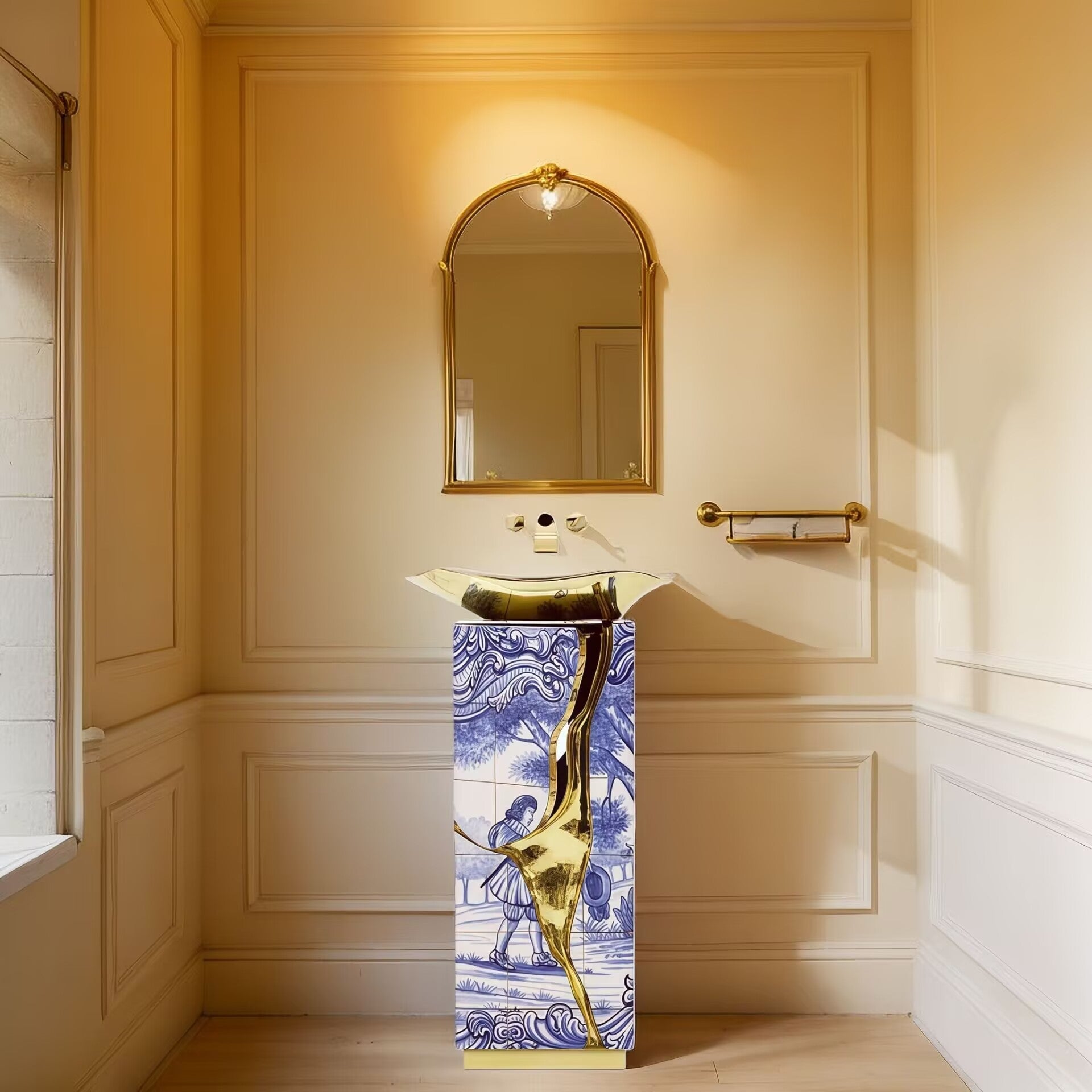 Lapiz Luxurious Artistic Solid Wood Hand Painted Washbasin