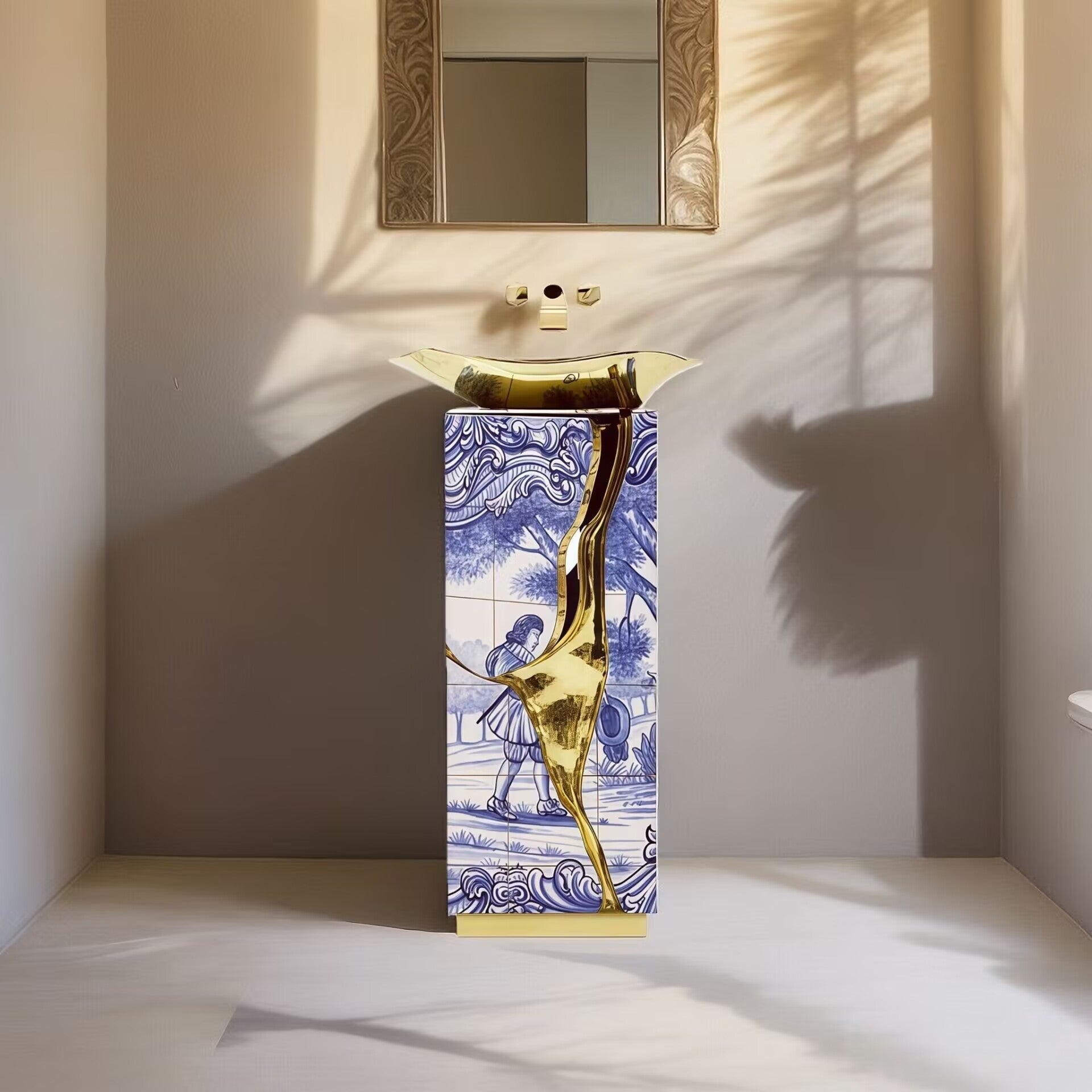 Lapiz Luxurious Artistic Solid Wood Hand Painted Washbasin