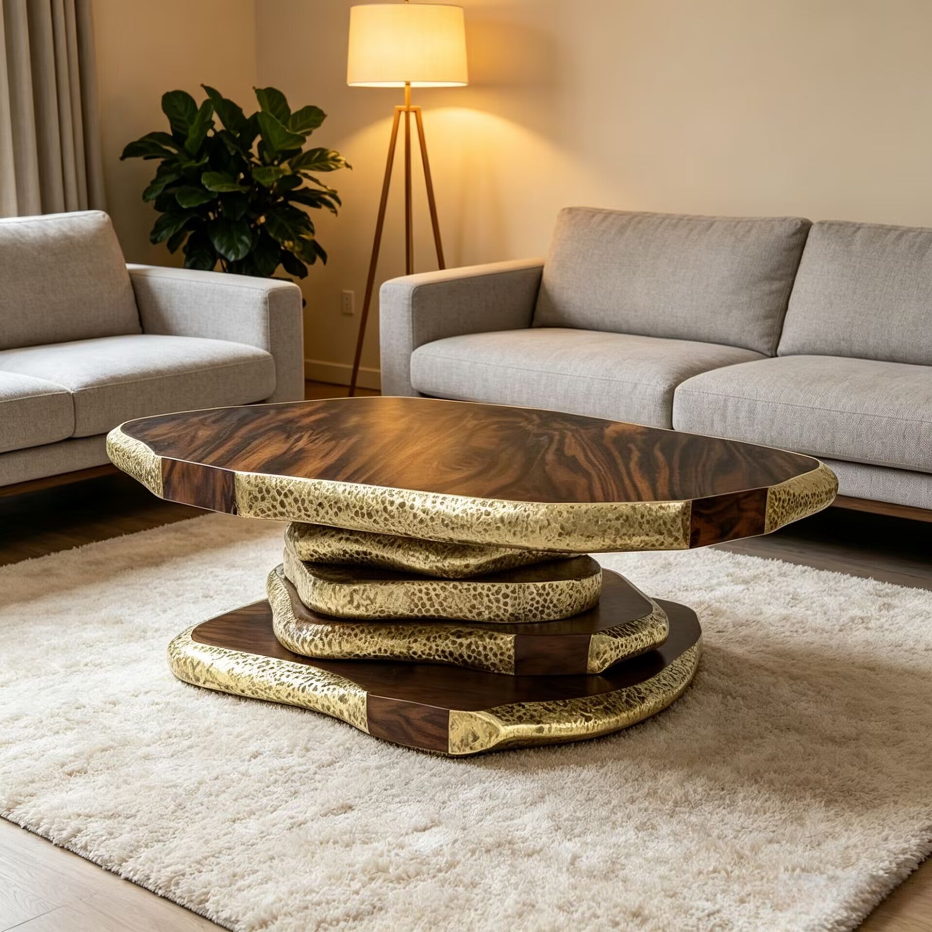 Latza Villa Living Room Irregular Upscale Solid Wood Coffee Table