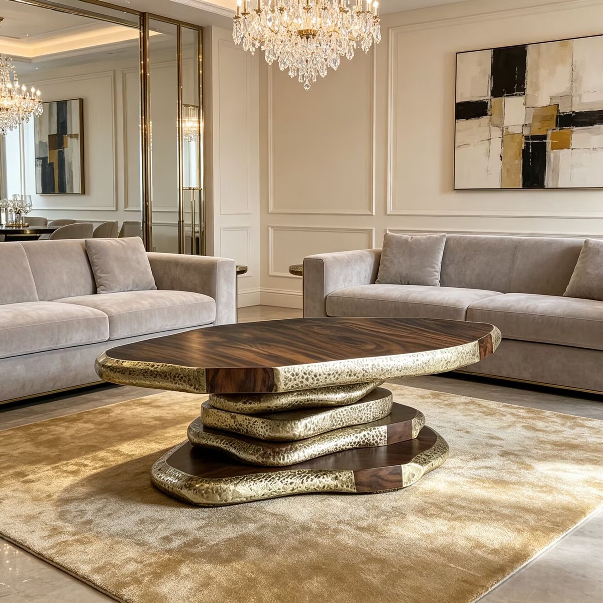 Latza Villa Living Room Irregular Upscale Solid Wood Coffee Table