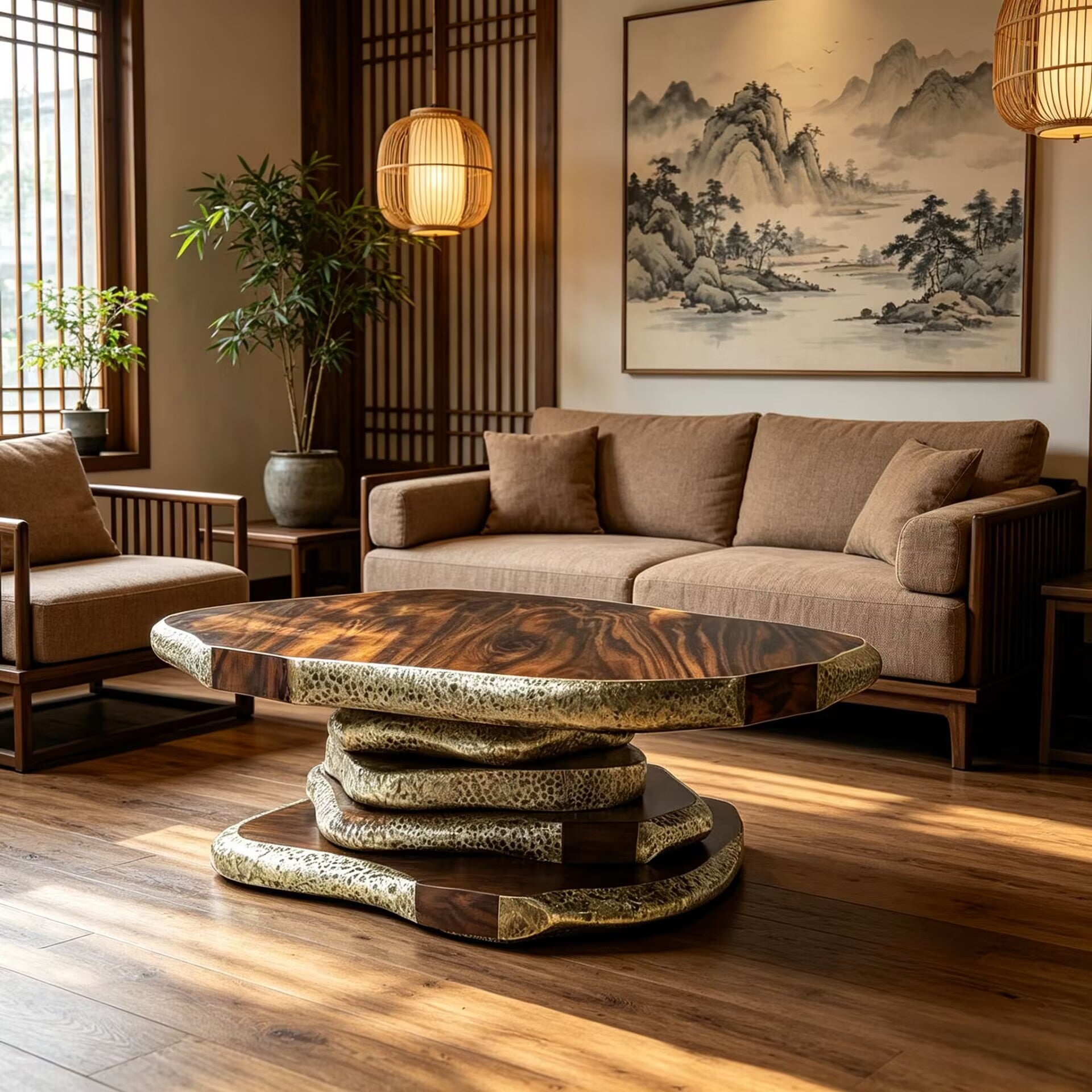 Latza Villa Living Room Irregular Upscale Solid Wood Coffee Table
