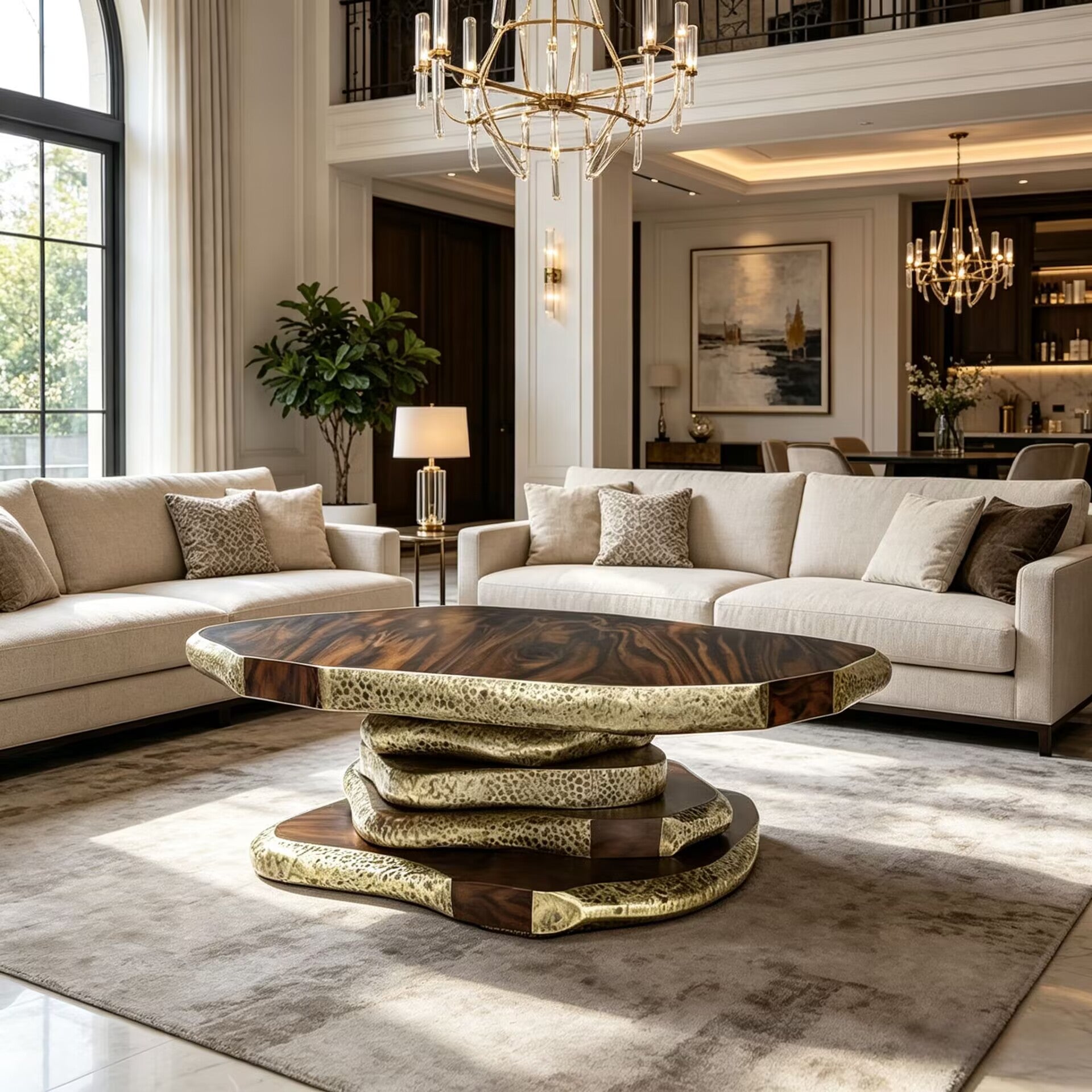 Latza Villa Living Room Irregular Upscale Solid Wood Coffee Table