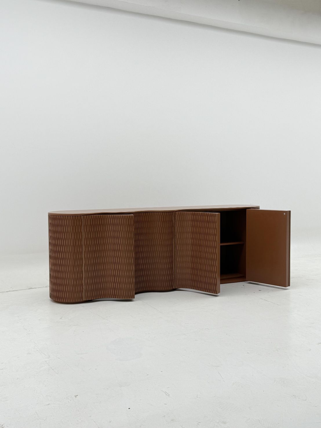 Laurameroni Luxurious Wavy Arc Solid Wood Commission Sideboard