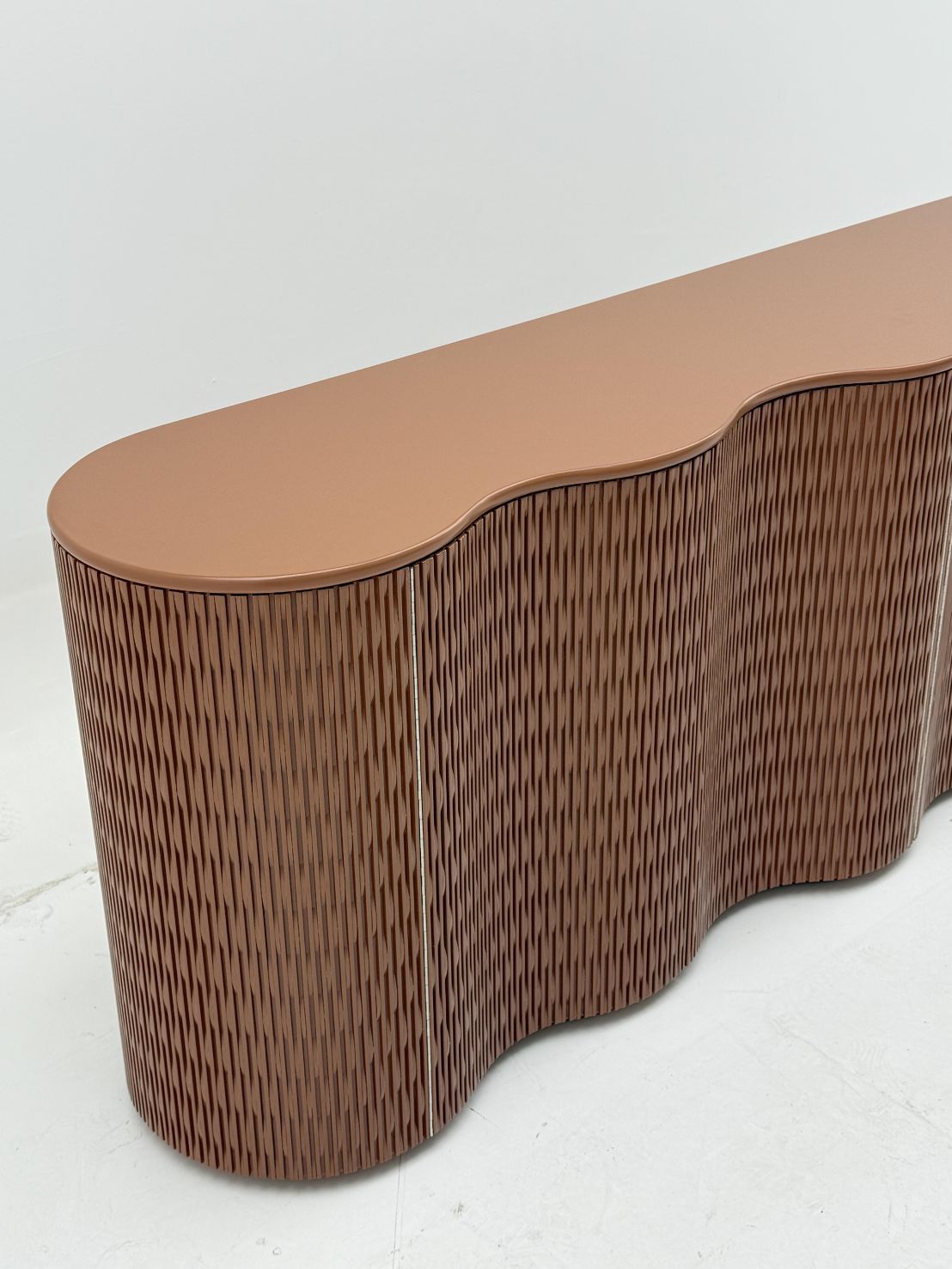 Laurameroni Luxurious Wavy Arc Solid Wood Commission Sideboard