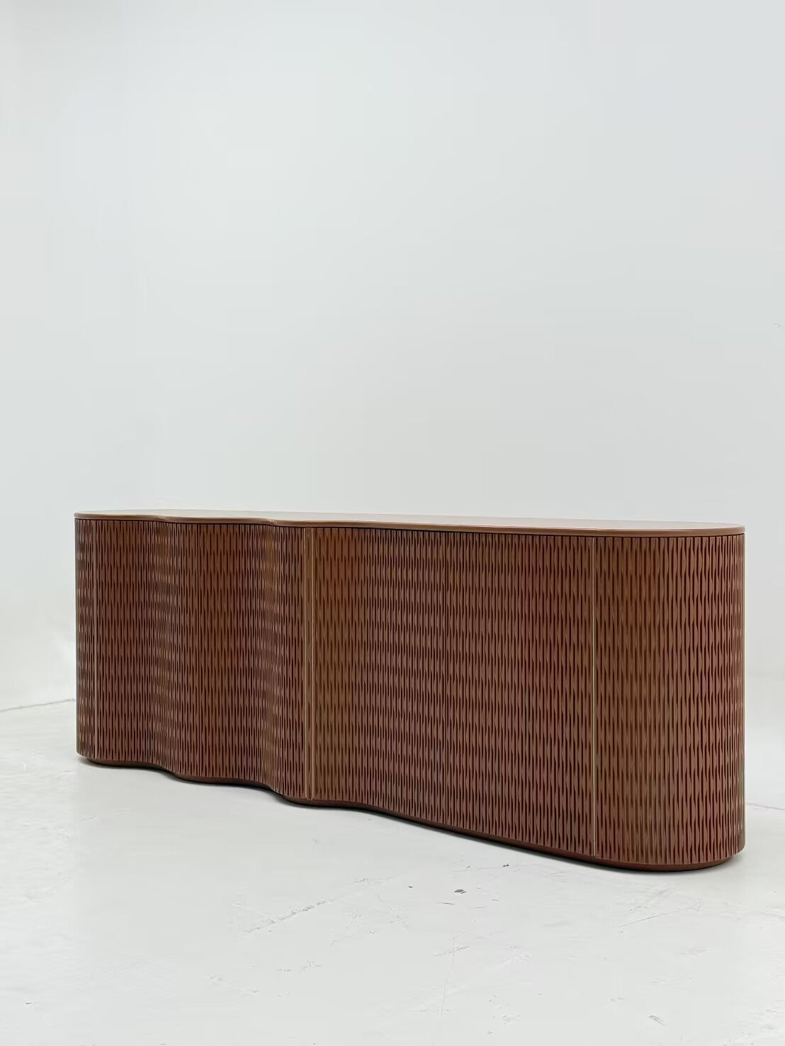 Laurameroni Luxurious Wavy Arc Solid Wood Commission Sideboard