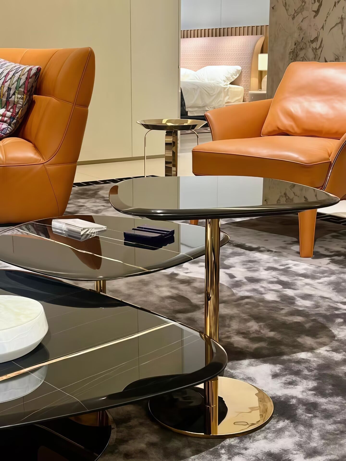 Lconic Artistic High End Stainless Steel Designer Marble Coffee Table