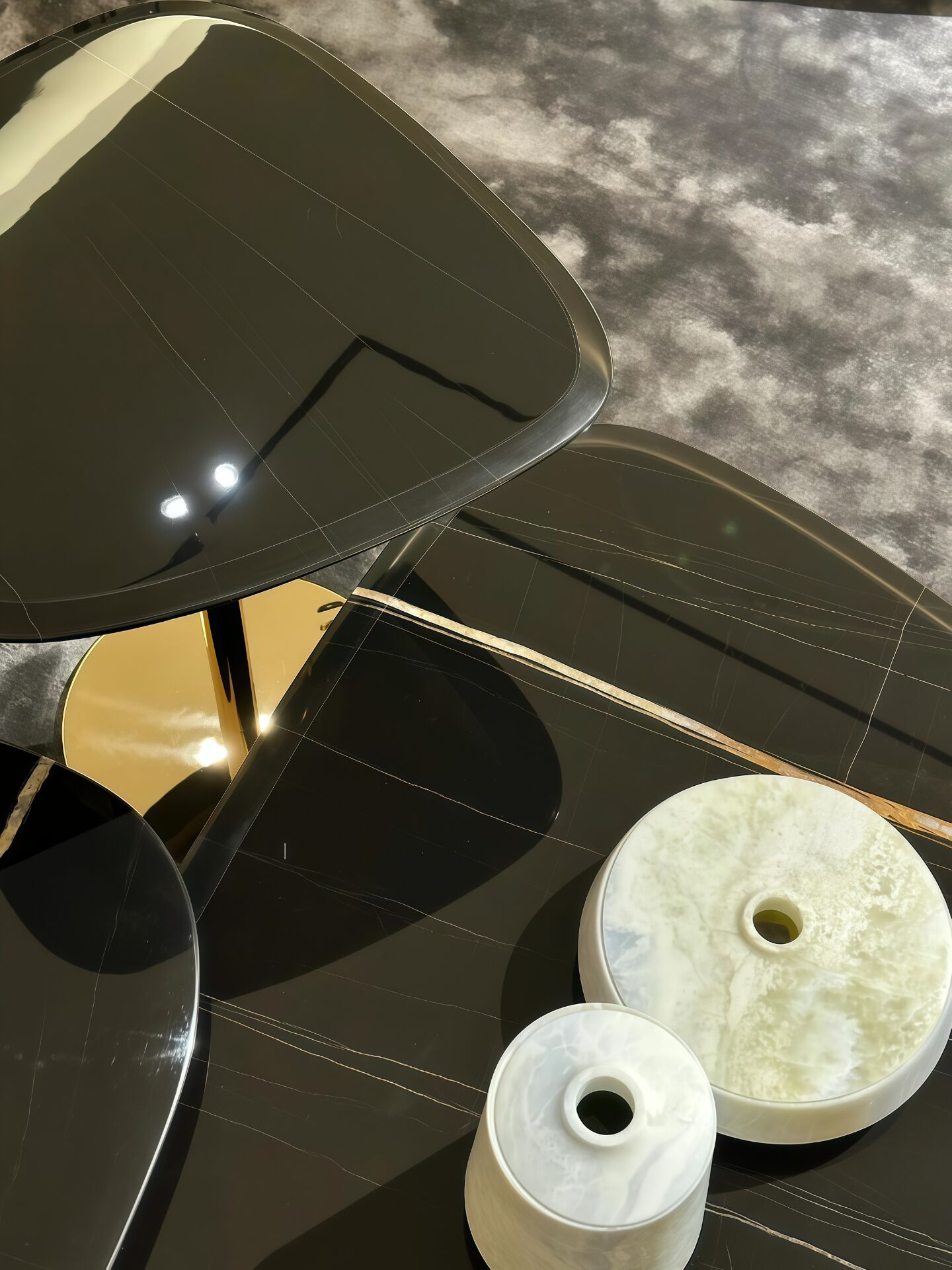 Lconic Artistic High End Stainless Steel Designer Marble Coffee Table