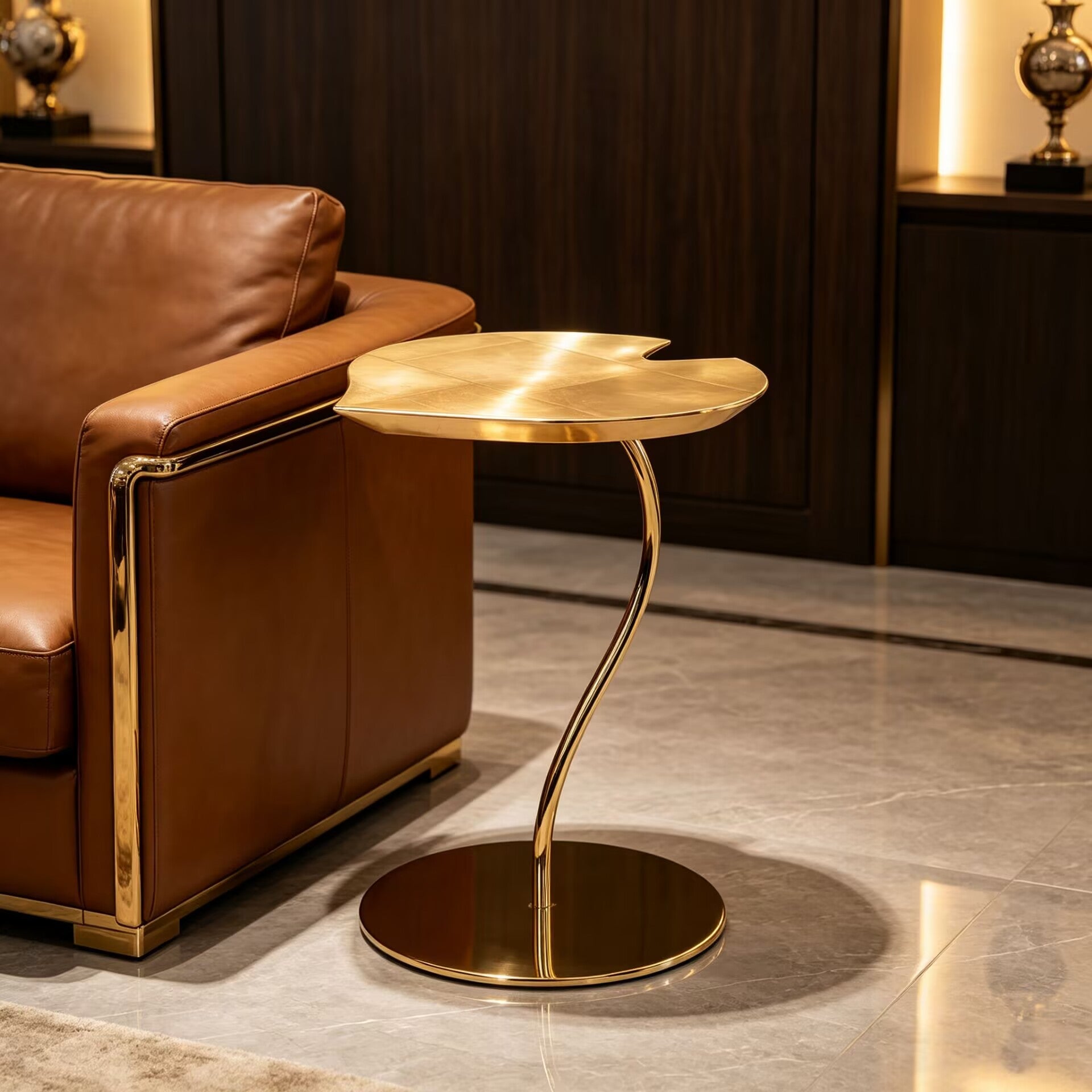 Leaf Modern Villa Living Room Upscale Metal Creativity Gold Side Table