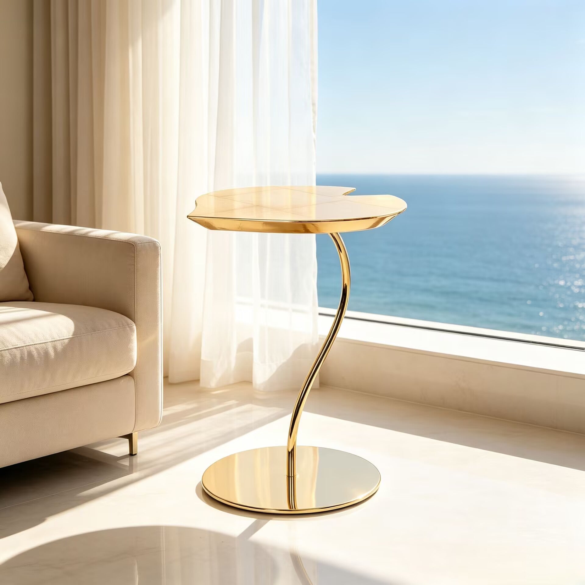 Leaf Modern Villa Living Room Upscale Metal Creativity Gold Side Table