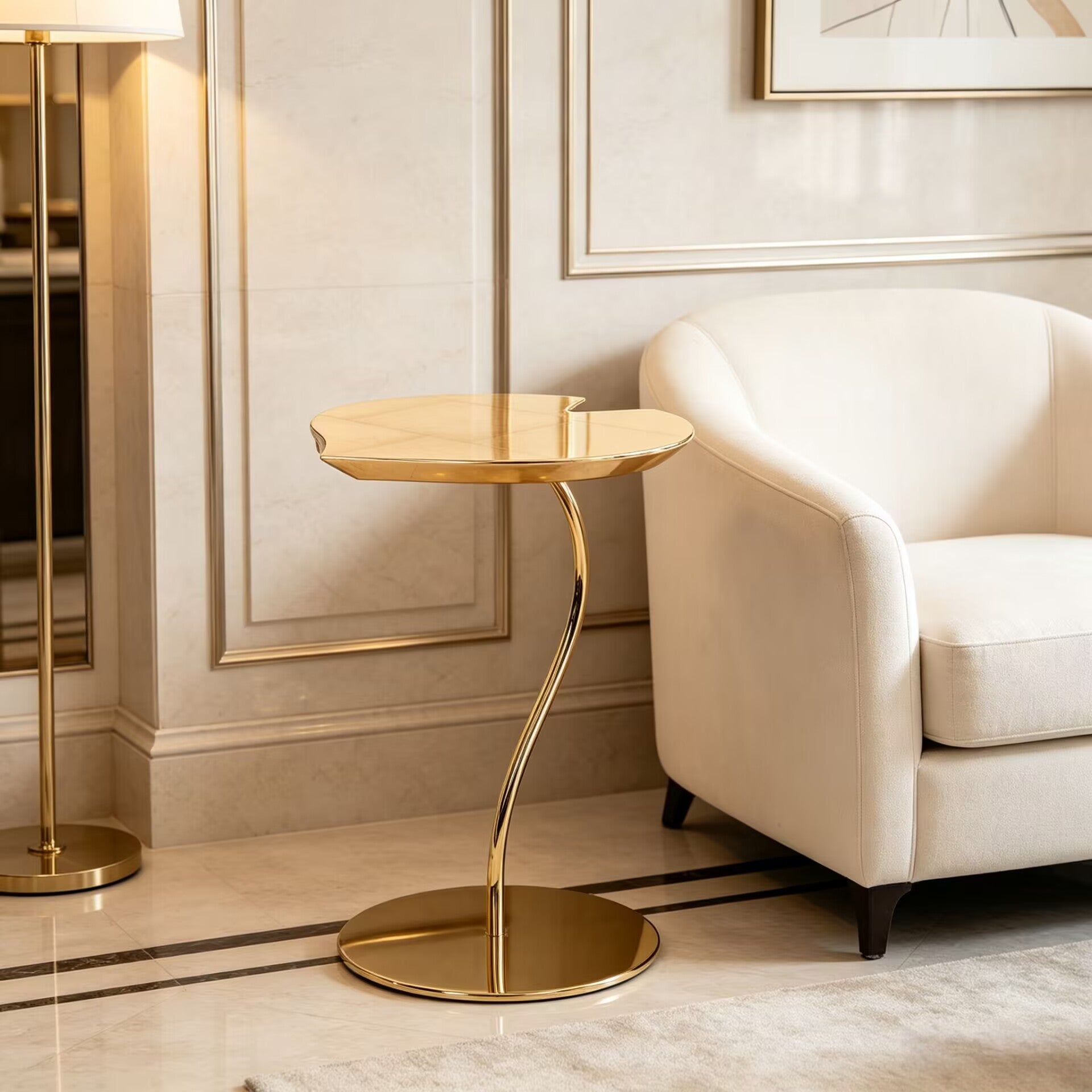Leaf Modern Villa Living Room Upscale Metal Creativity Gold Side Table