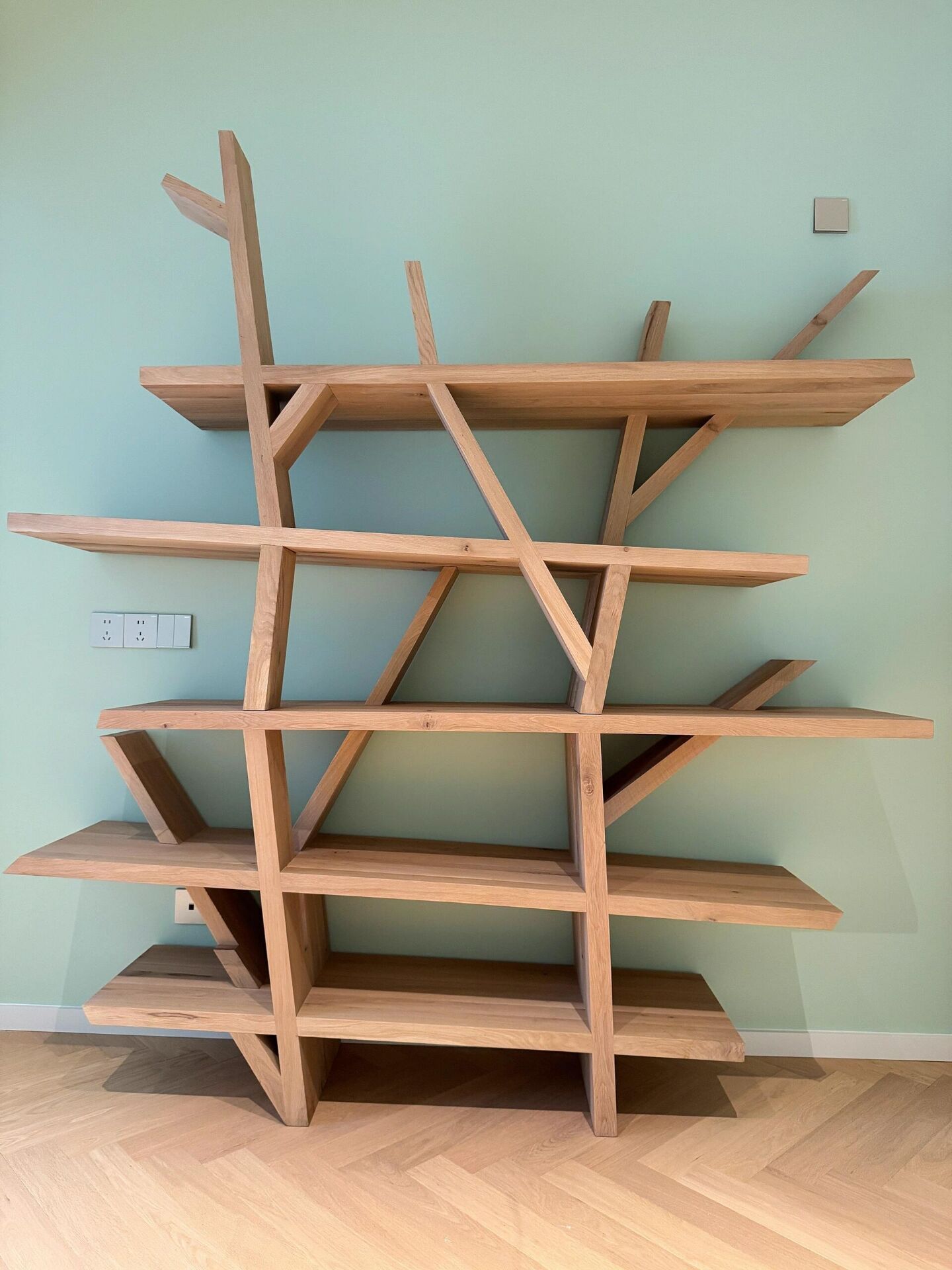 Legend Modern Minimalism Study Irregular Solid Wood Bookshelf
