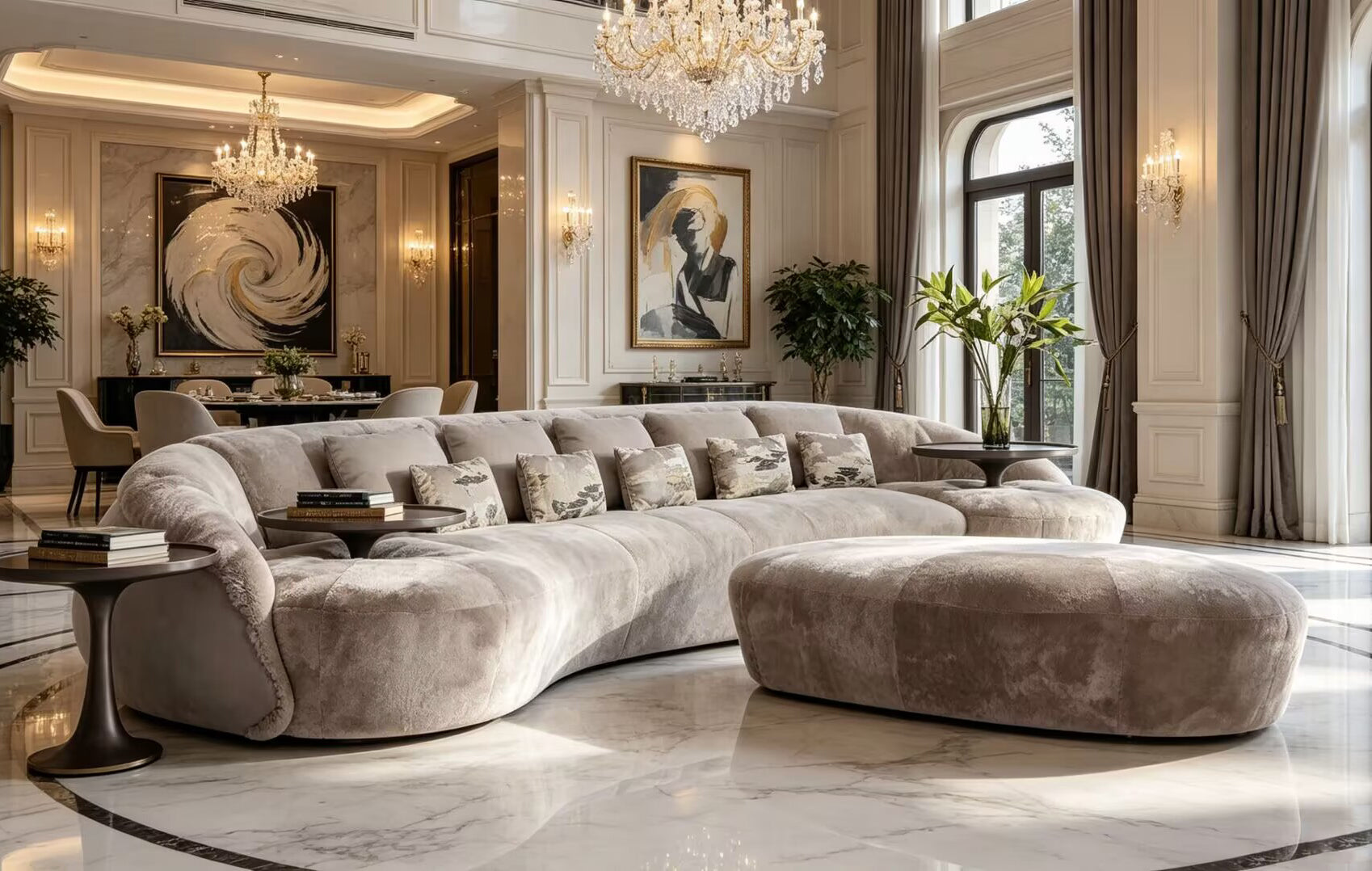 Libertine Italian Living Room High-End Designer Fabric Curved Sofa