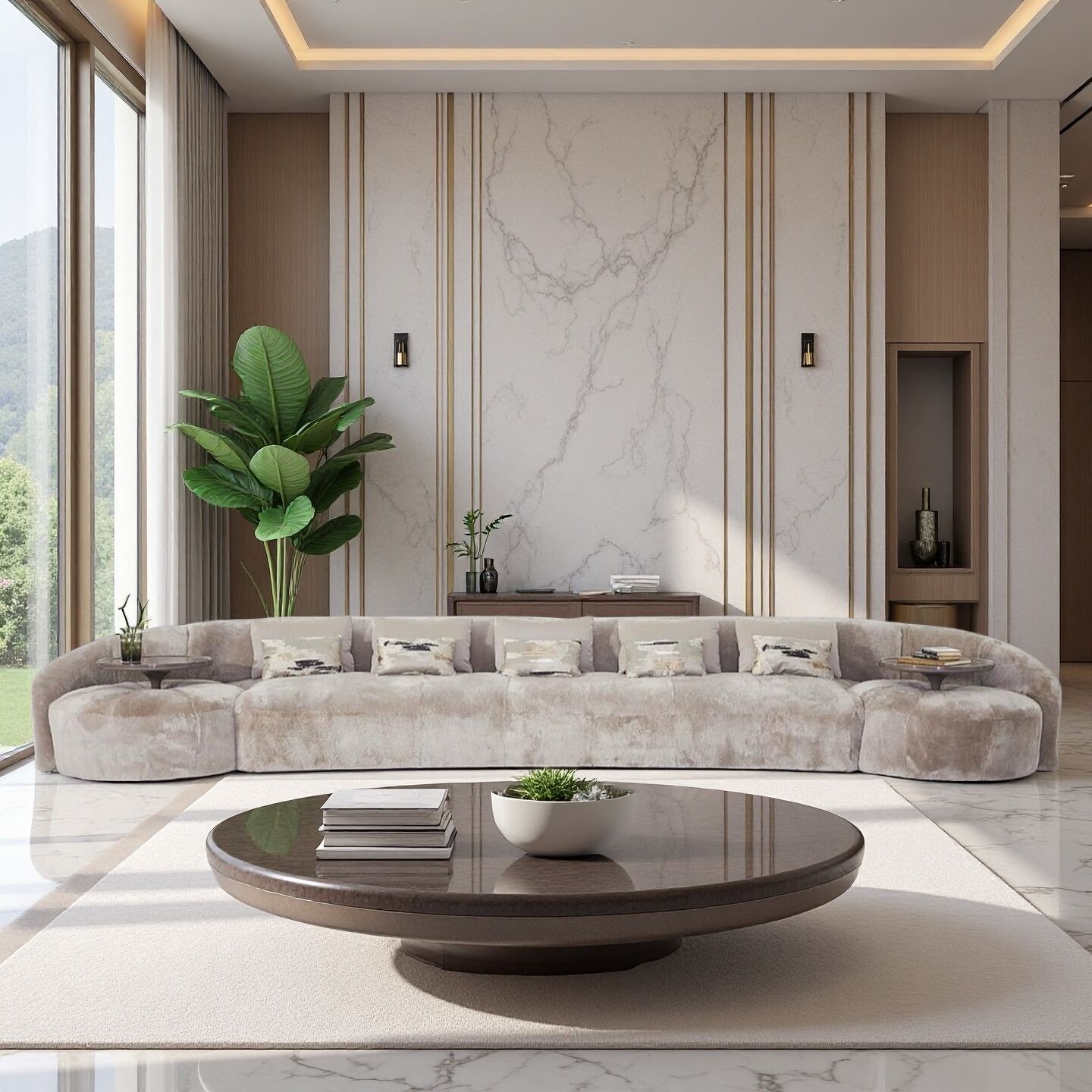 Libertine Italian Living Room High-End Designer Fabric Curved Sofa