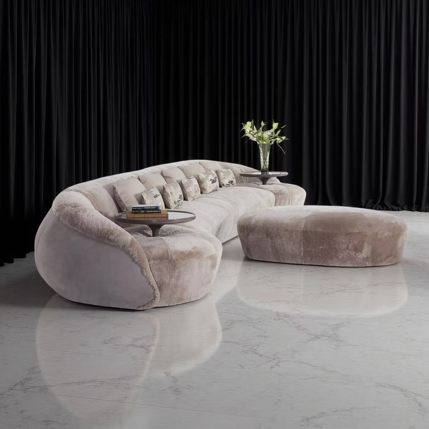 Libertine Italian Living Room High-End Designer Fabric Curved Sofa
