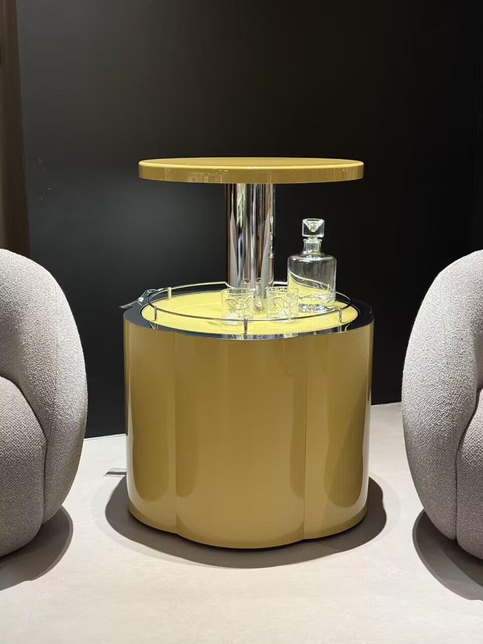 Flower Living Room Minimalism Stainless Steel Small Wine Cabinet
