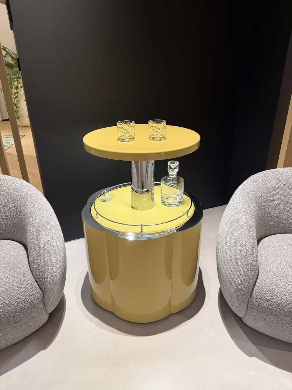 Flower Living Room Minimalism Stainless Steel Small Wine Cabinet
