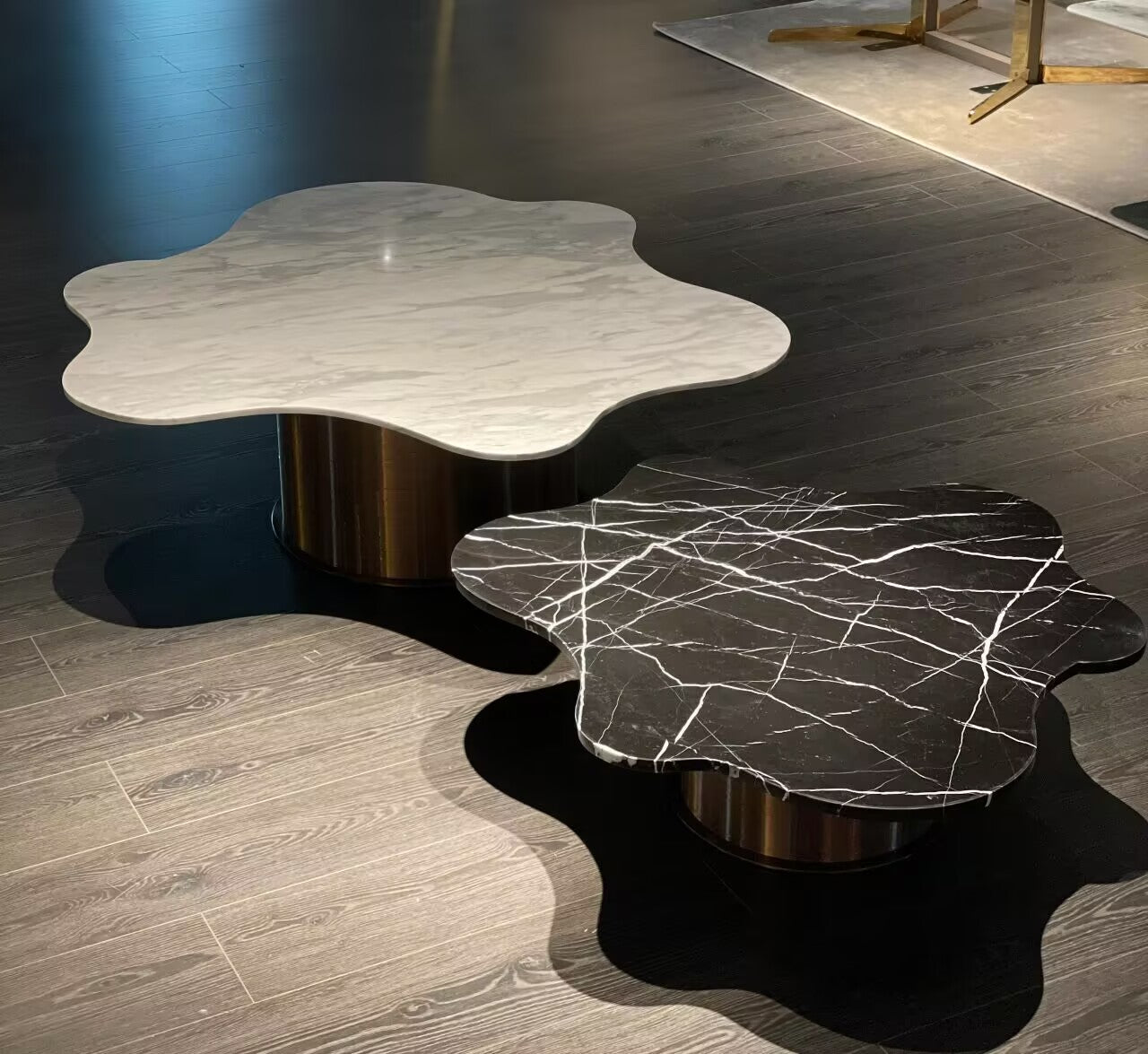 Lilia Italian Luxury Marble Designer Stainless Steel Coffee Table
