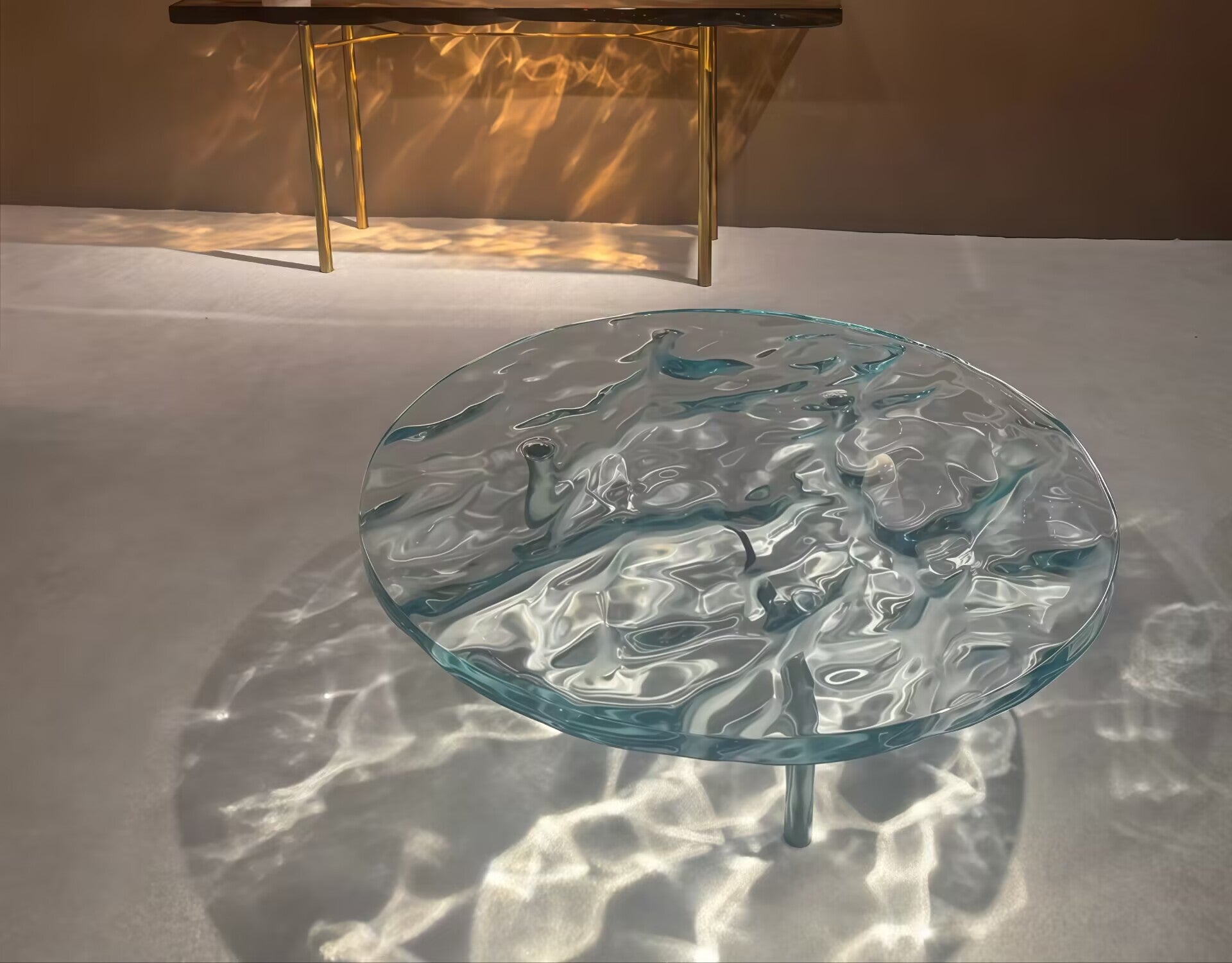 Liquid Italian Unique Creativity Water-Ripple Glass Coffee Table