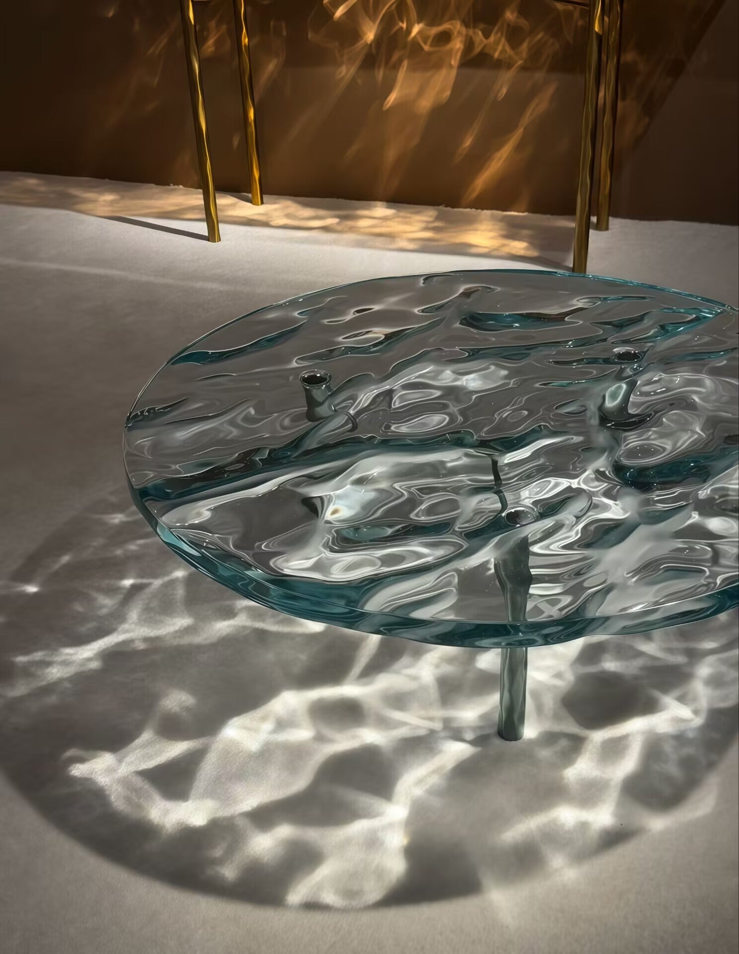 Liquid Italian Unique Creativity Water-Ripple Glass Coffee Table