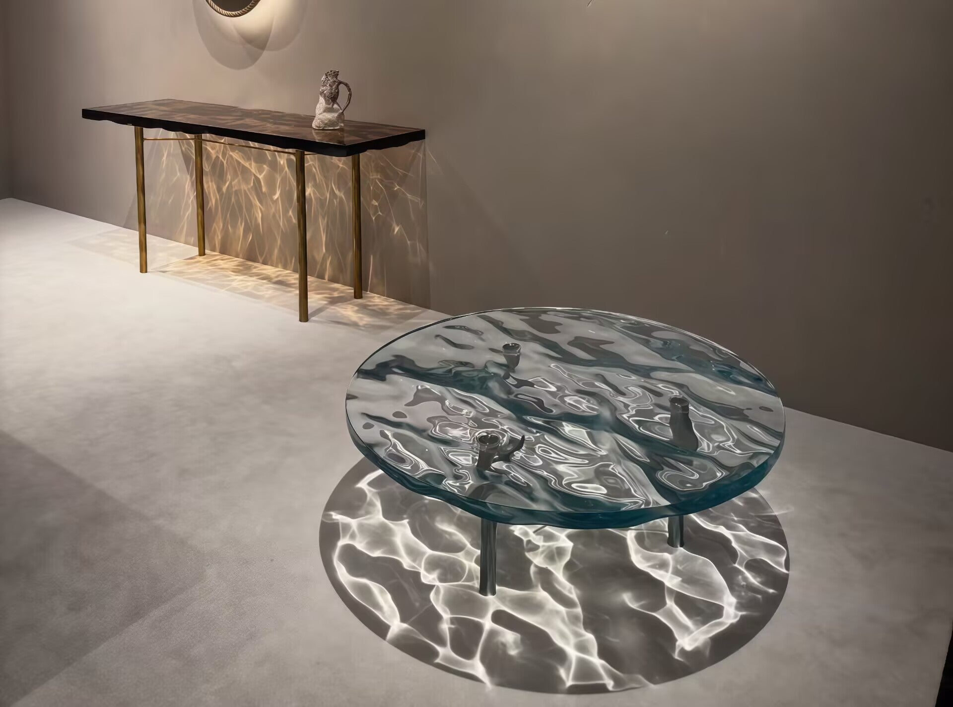 Liquid Italian Unique Creativity Water-Ripple Glass Coffee Table