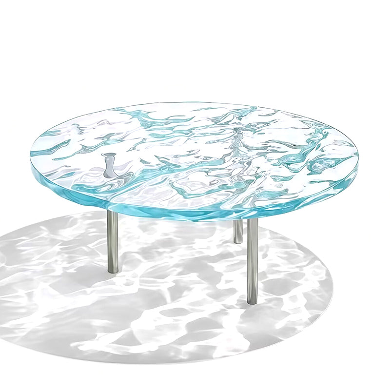 Liquid Italian Unique Creativity Water-Ripple Glass Coffee Table
