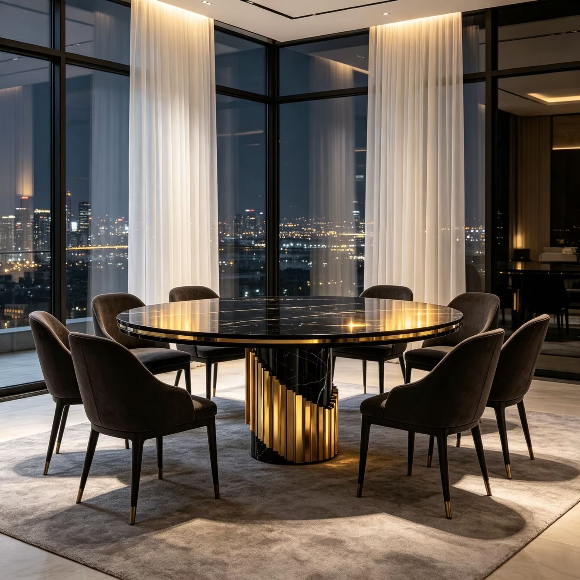 Littus High Quality Artistic Marble Minimalist Metal Dining Table