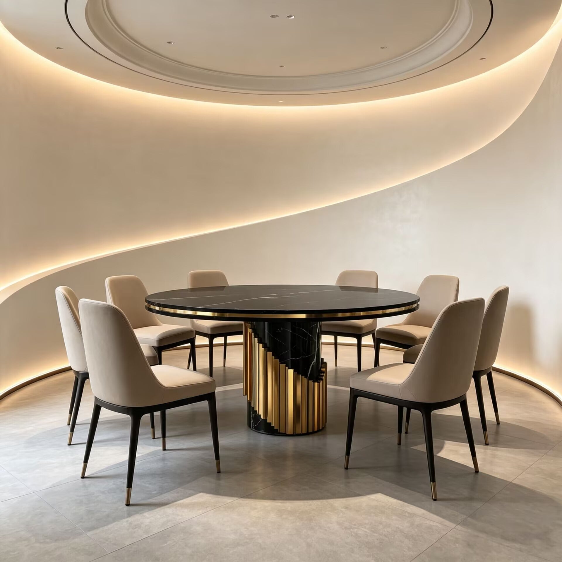 Littus High Quality Artistic Marble Minimalist Metal Dining Table