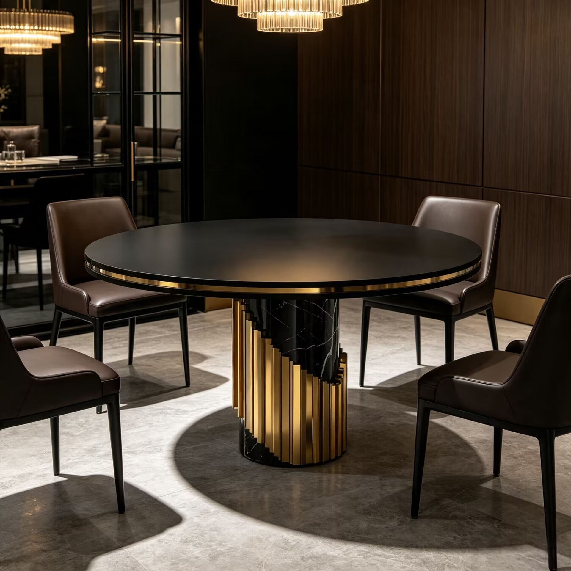 Littus High Quality Artistic Marble Minimalist Metal Dining Table
