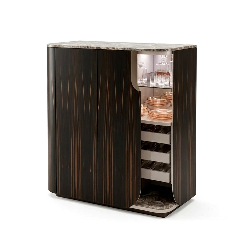 Longhi Modern Minimalism Artistic Marble Solid Wood Wine Cabinet