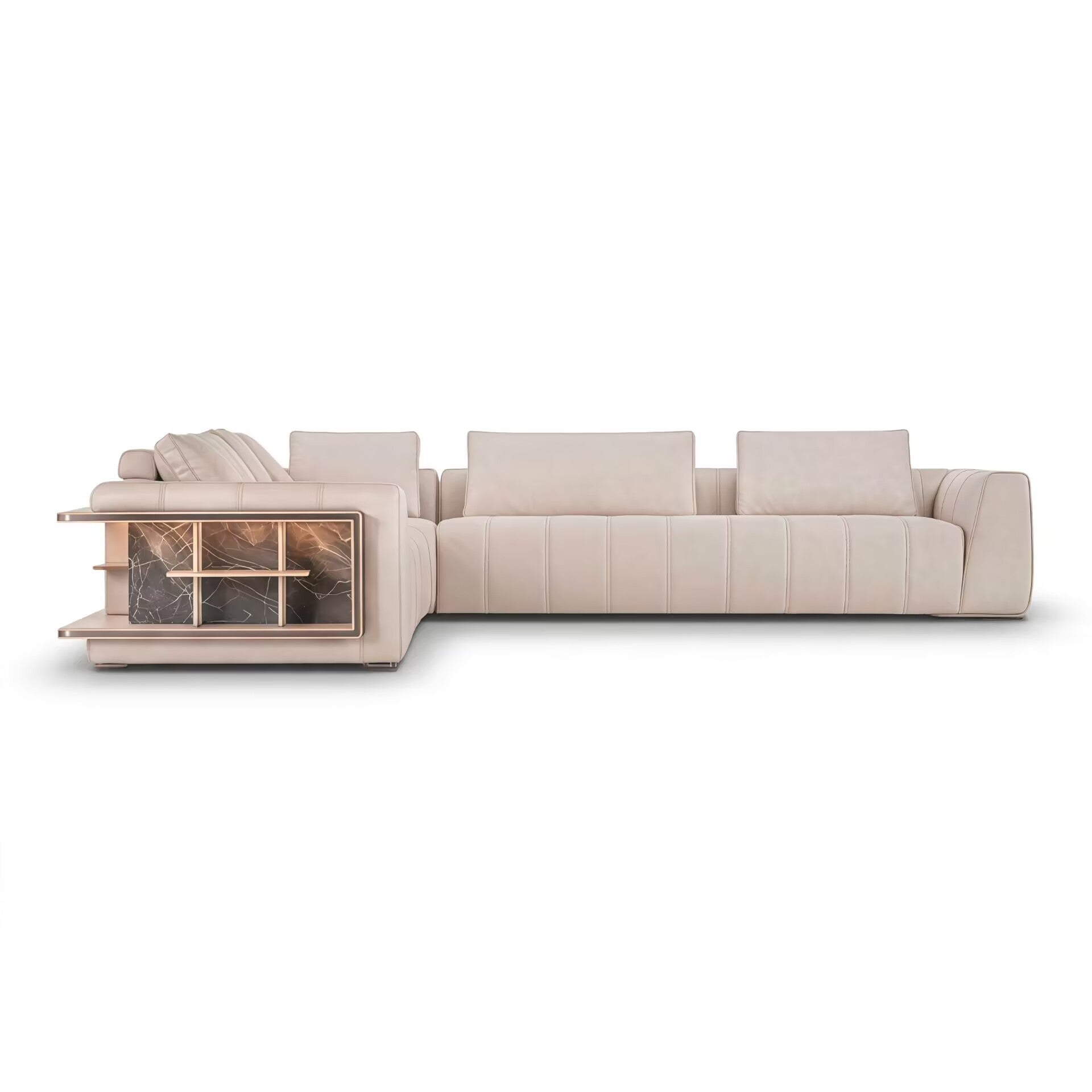 Loving F High-End Art Genuine Leather Combined Corner Sofa