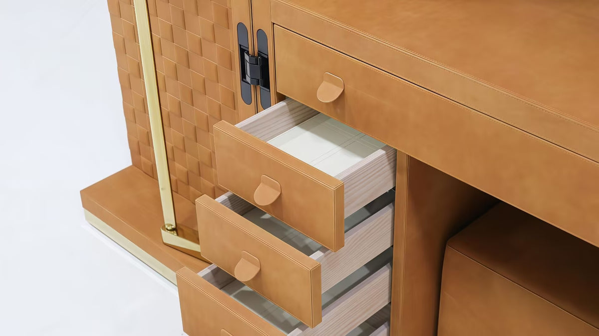 Ludovica High Quality Unique Art Leather Box-Shaped Dressing Table