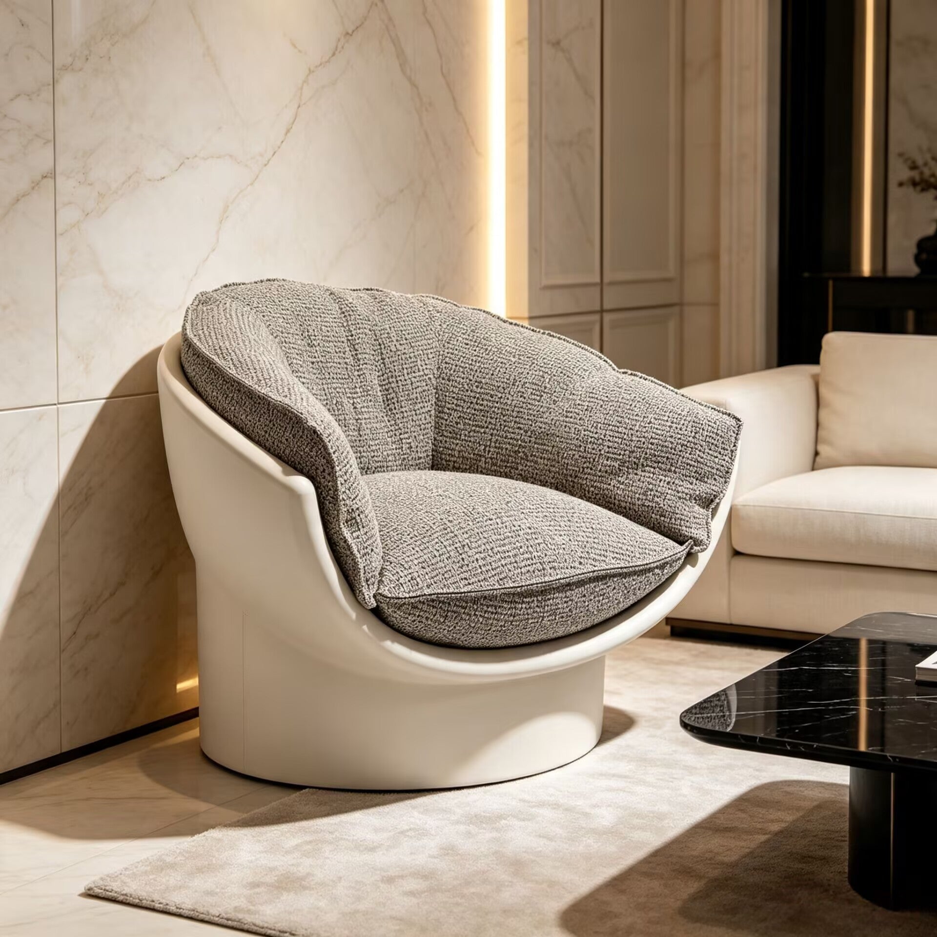 Luna Modern Villa Living Room Simple Solid Wood Fabric Lounge Chair