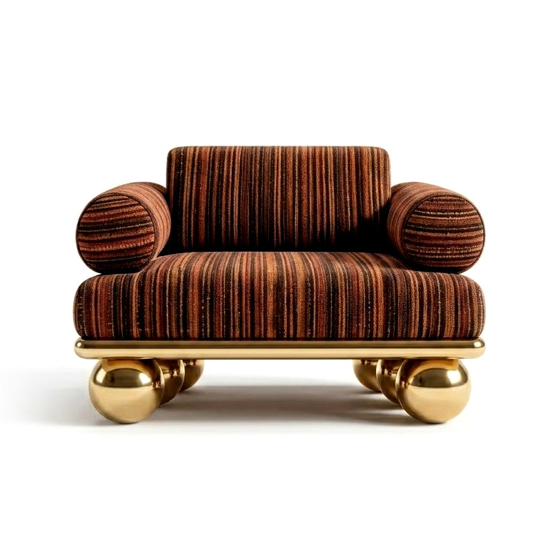 Lustra Designer High-End Irregular Metal Artistic Fabric Sofa Chair