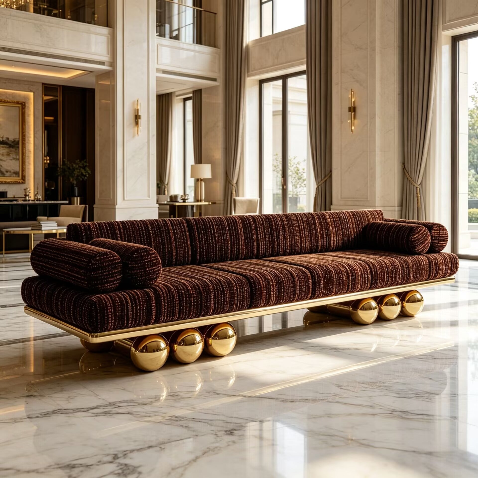 Lustra High-End Stainless Steel Modern Minimalism Fabric Sofa
